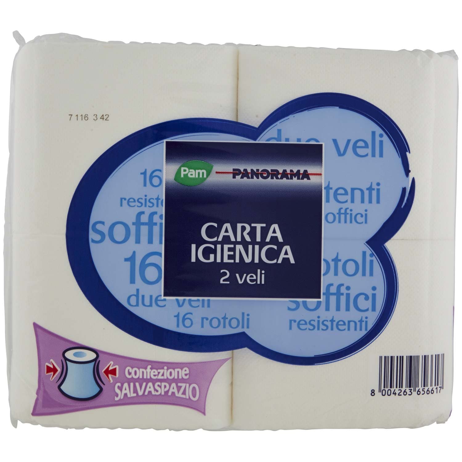 PAM PANORAMA Carta Igienica 2 Veli 16 rotoli salvaspazio – immagine 4