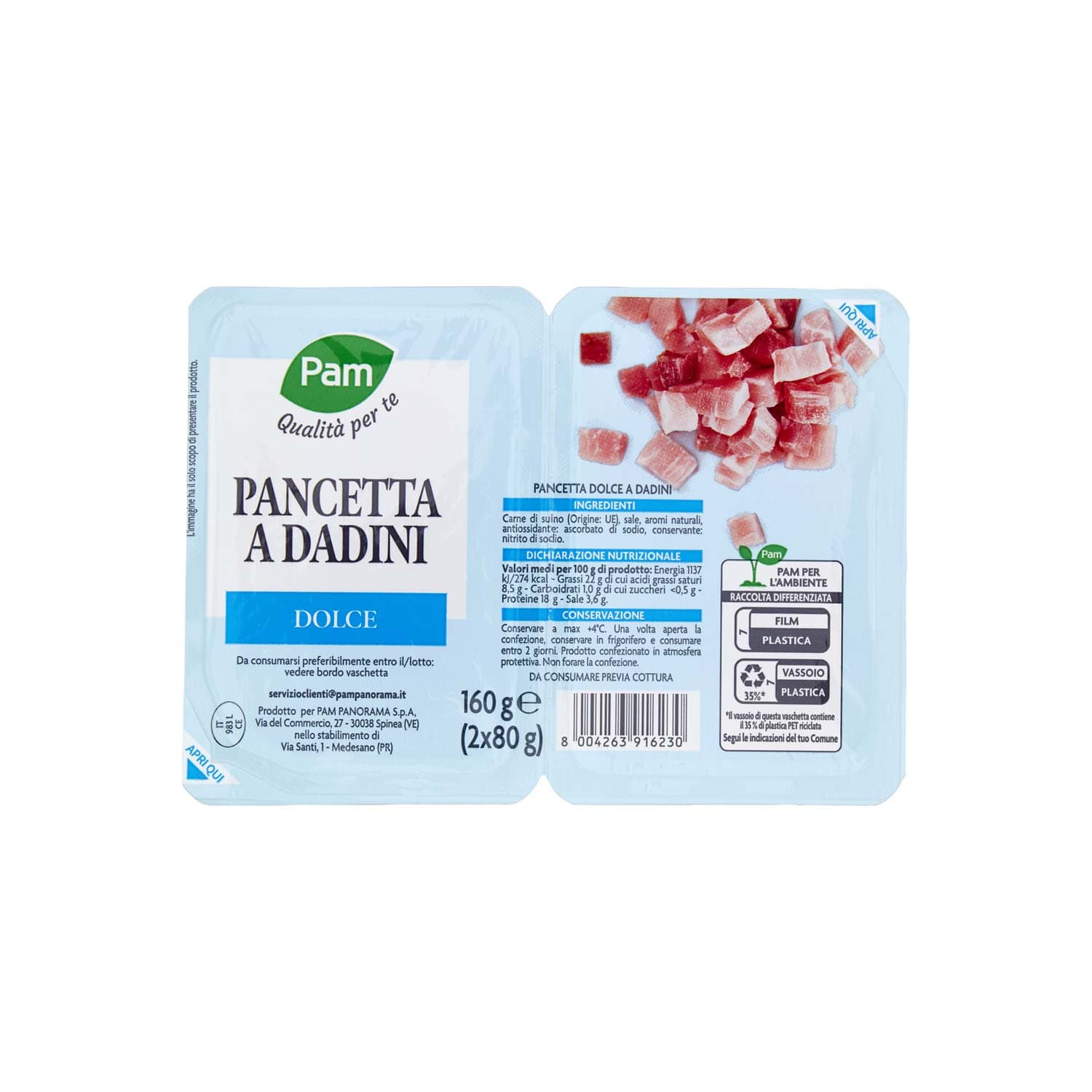 PAM Qualità per te Pancetta a Dadini Dolce 2 x 80 g – immagine 3
