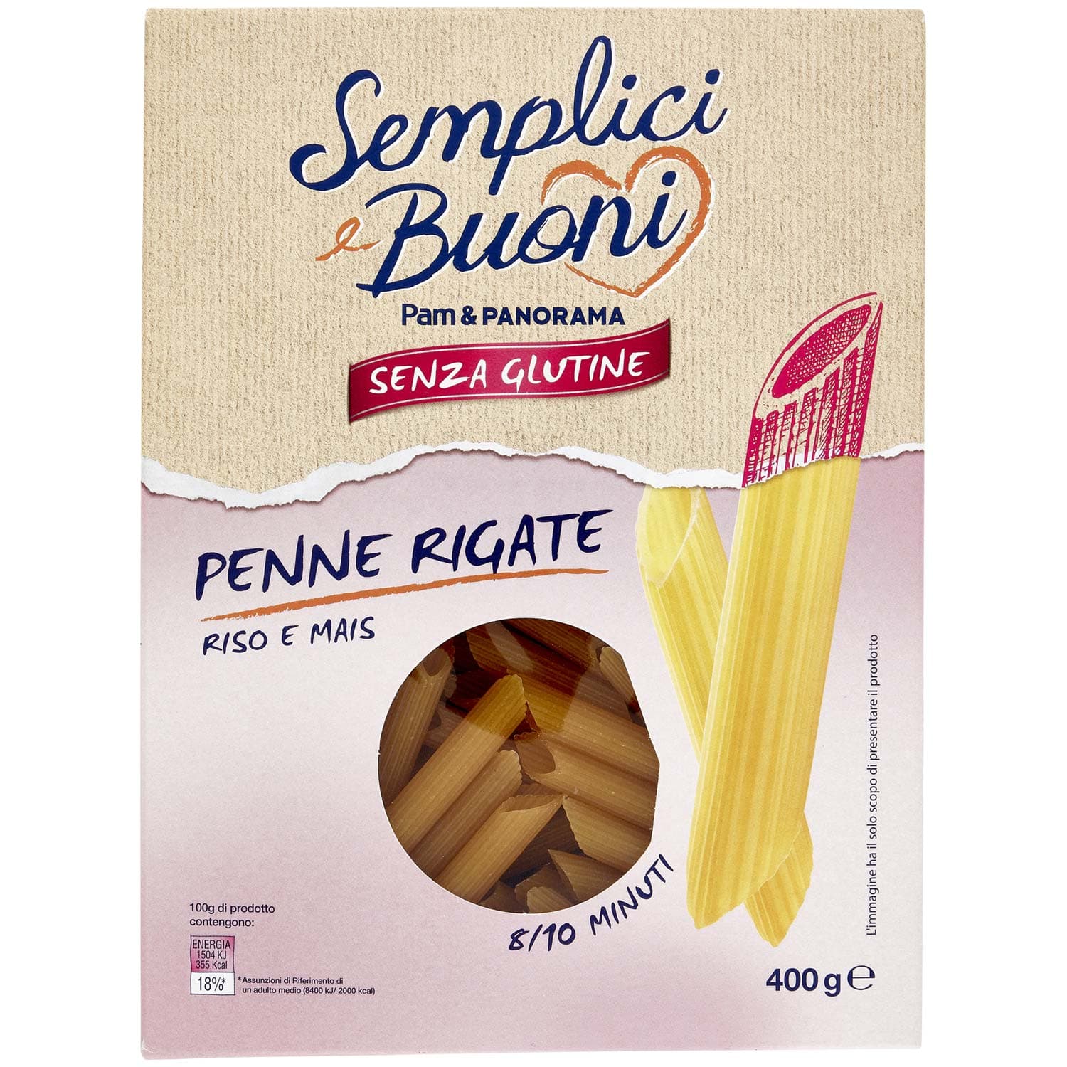 SEMPLICI E BUONI Senza Glutine Penne Rigate Riso e Mais 400 g – immagine 3
