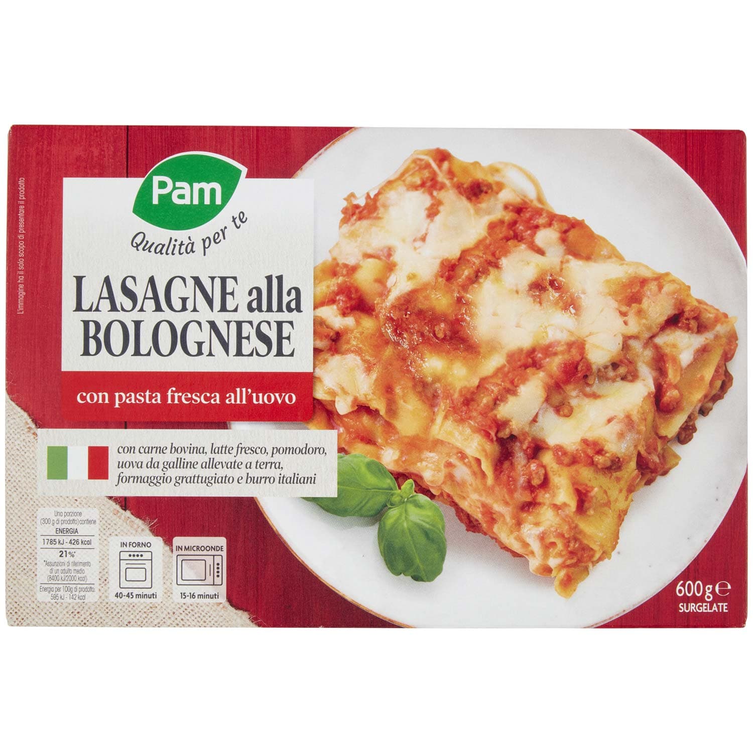 PAM Qualità per te Lasagne alla Bolognese con pasta fresca all'uovo Surgelate 600 g – immagine 3