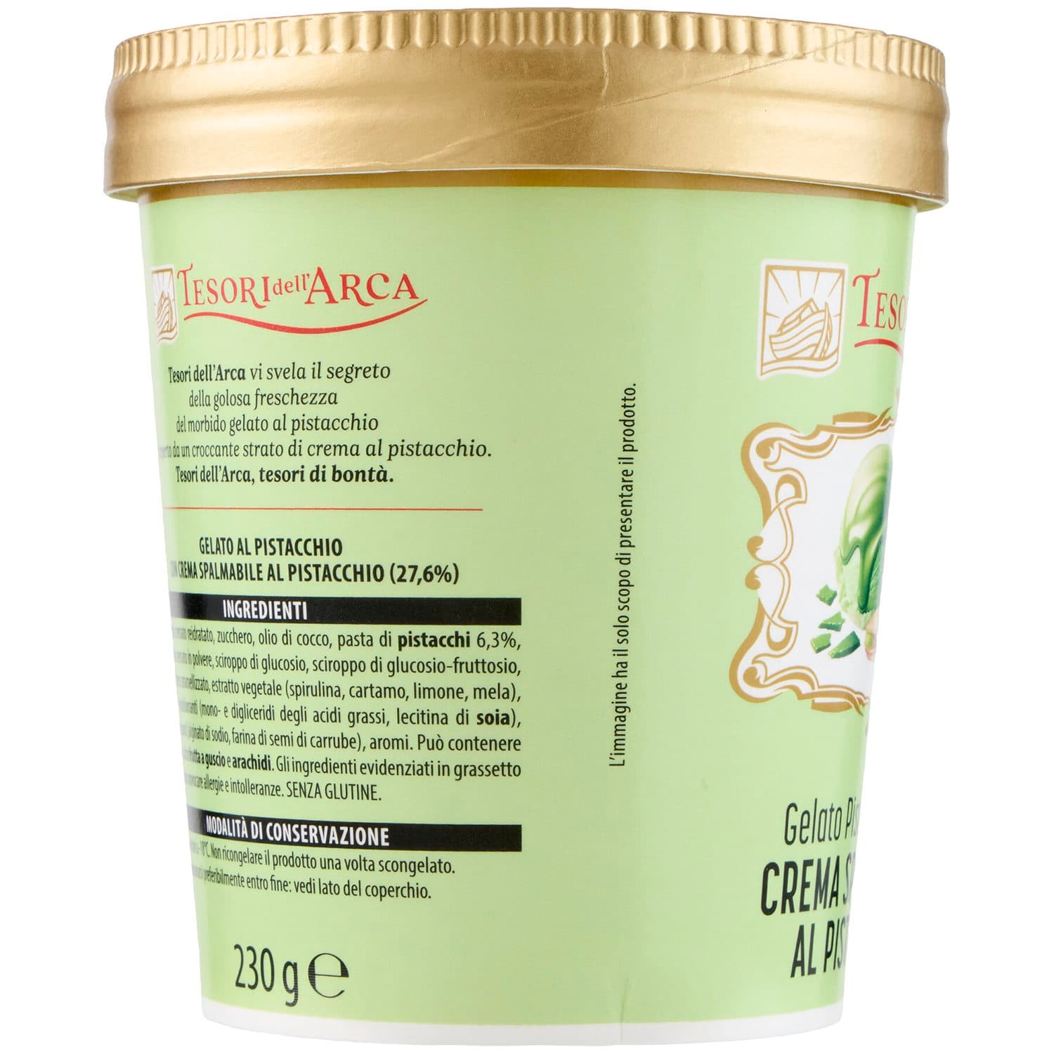 TESORI DELL'ARCA Gelato Pistacchio con Crema Spalmabile al Pistacchio 230 g – immagine 4