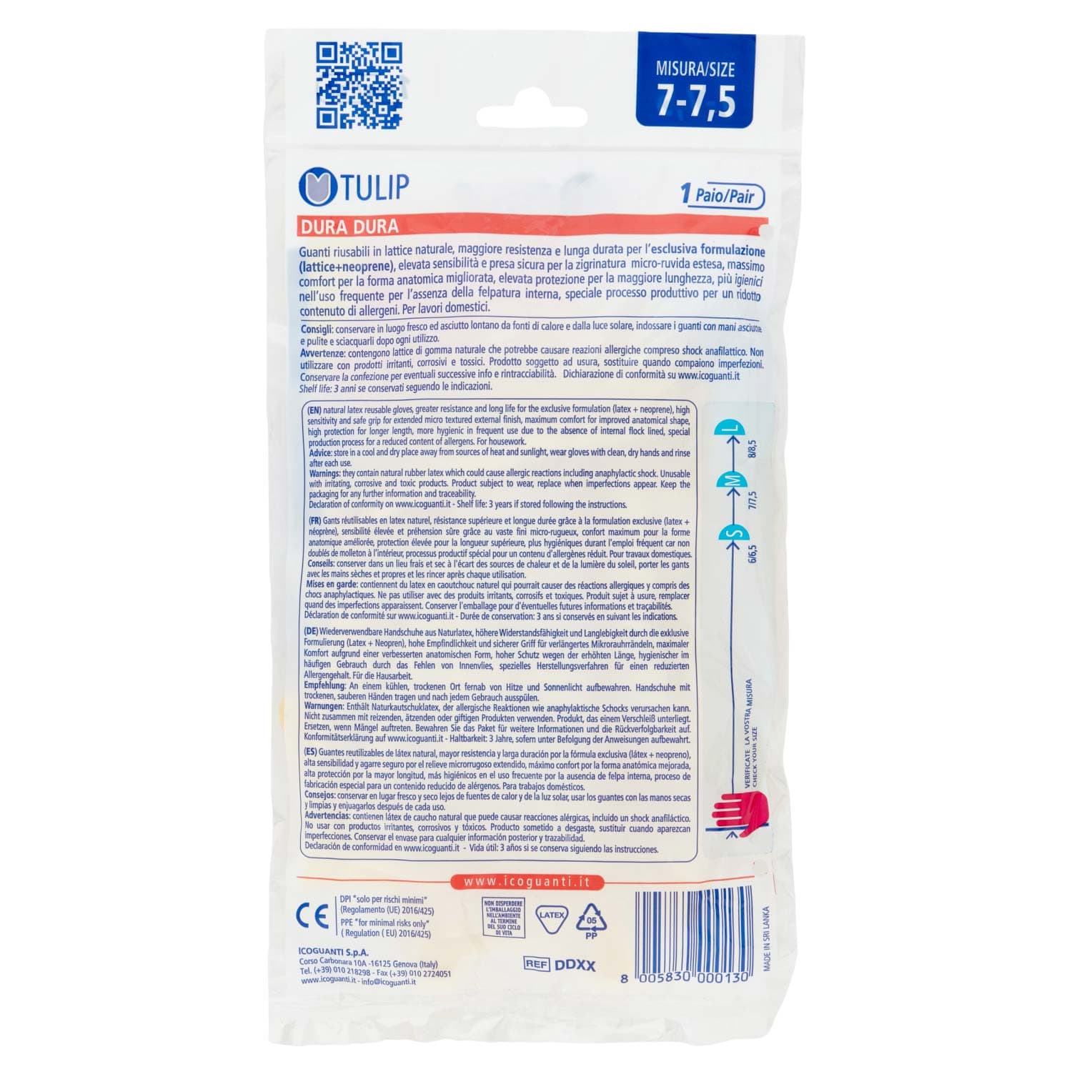 Guanti satinati, senza felpatura in lattice e neoprene Misura 7-7,5 1 Paio Tulip Dura Dura – immagine 5