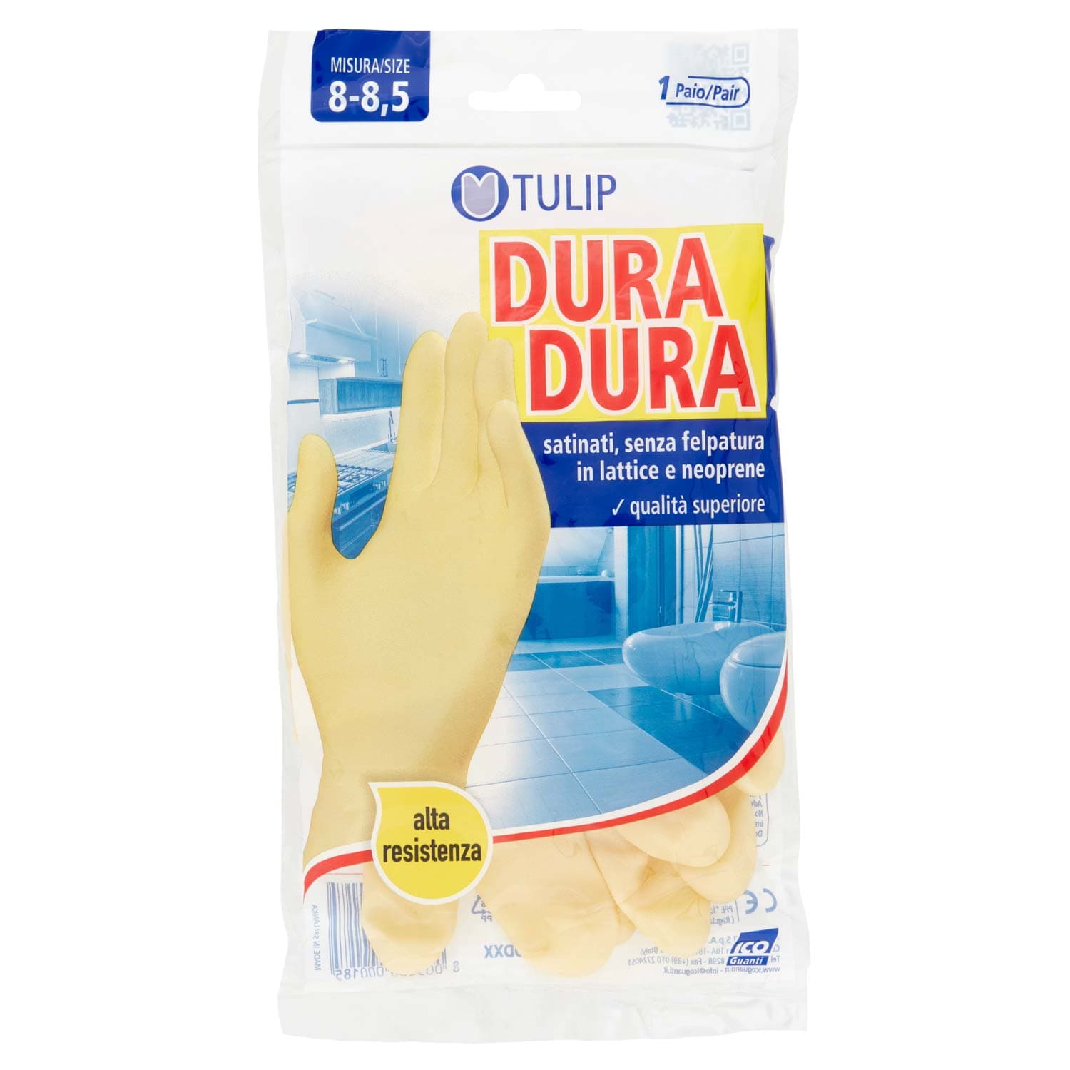 Tulip Dura Dura Guanti satinati, senza felpatura in lattice e neoprene Misura 8-8,5 1 Paio – immagine 3