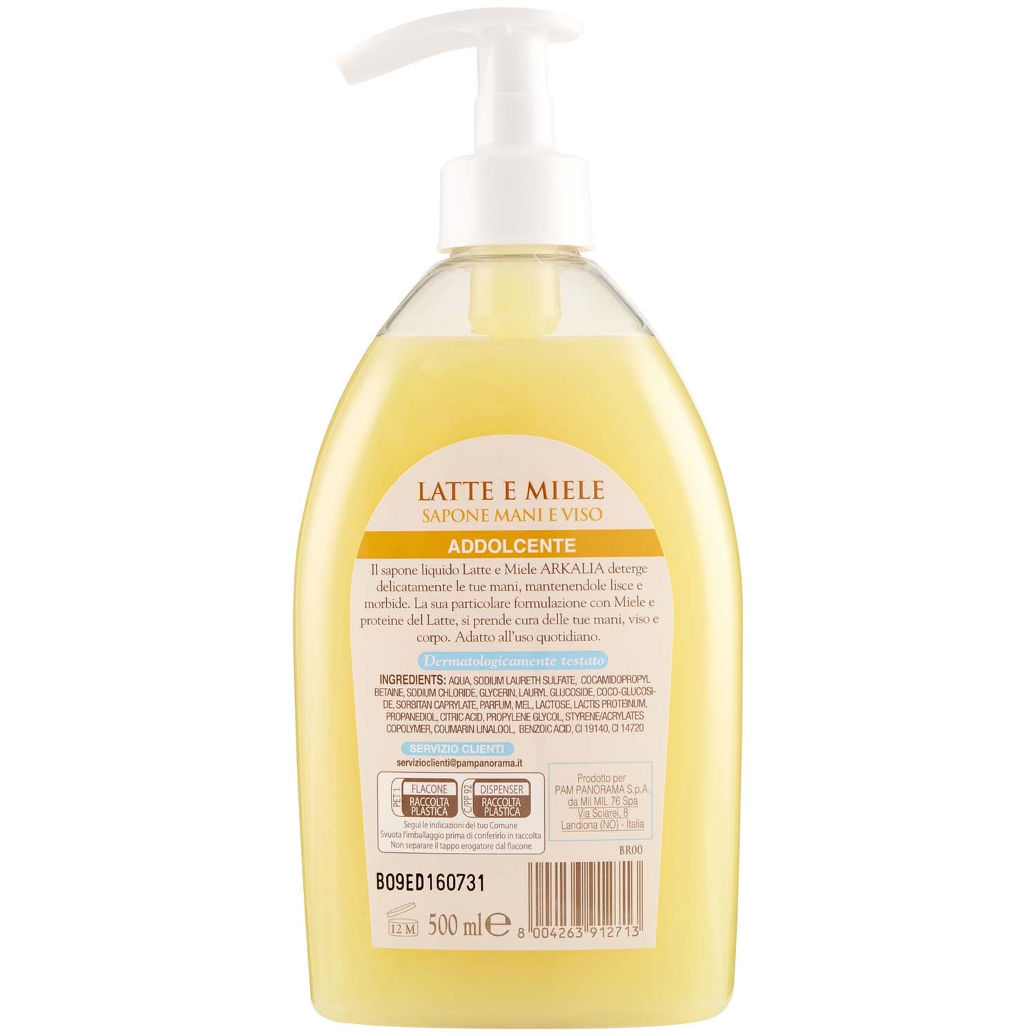 ARKALIA Latte e Miele Sapone Mani e Viso 500 ml – immagine 5