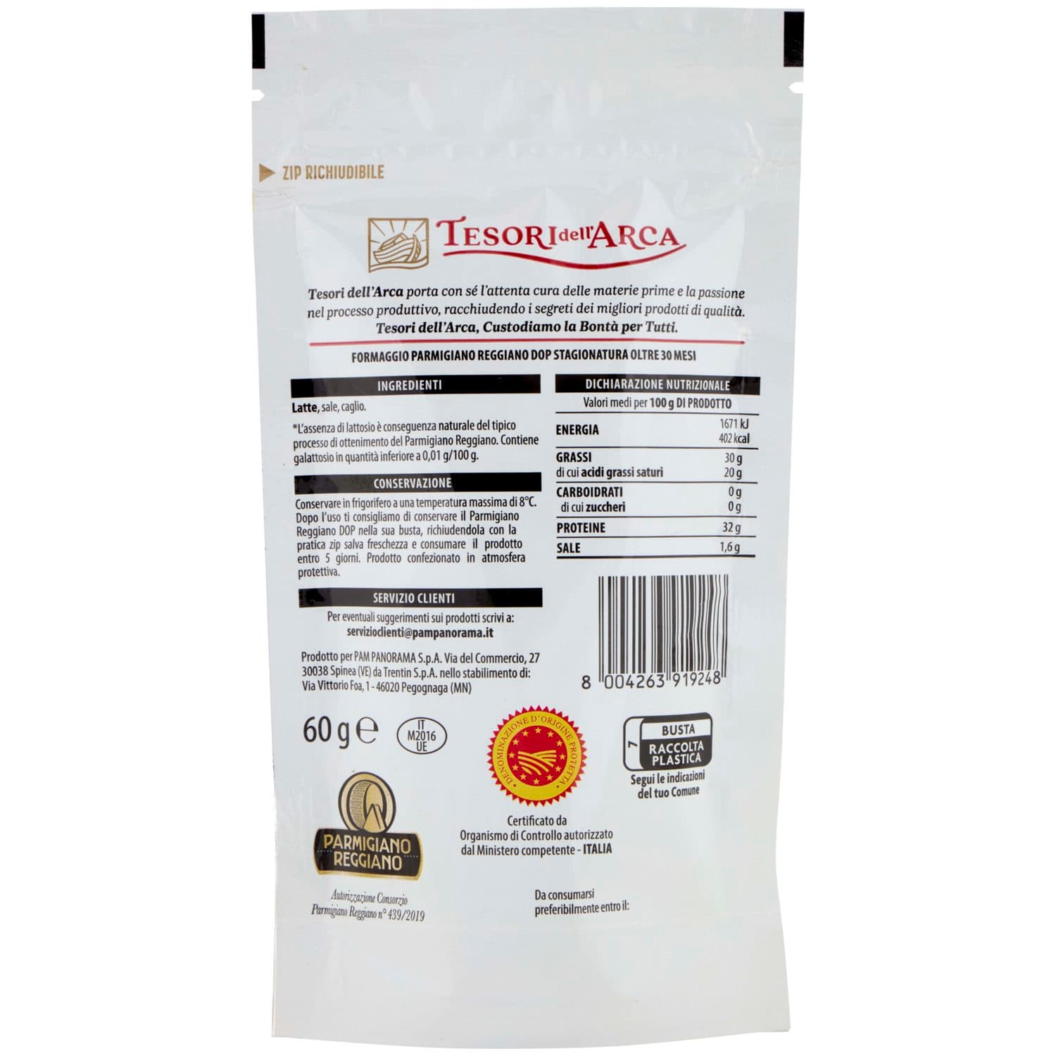 TESORI DELL'ARCA Parmigiano Reggiano DOP Grattugiato Stagionato Oltre 30 Mesi 60 g – immagine 5