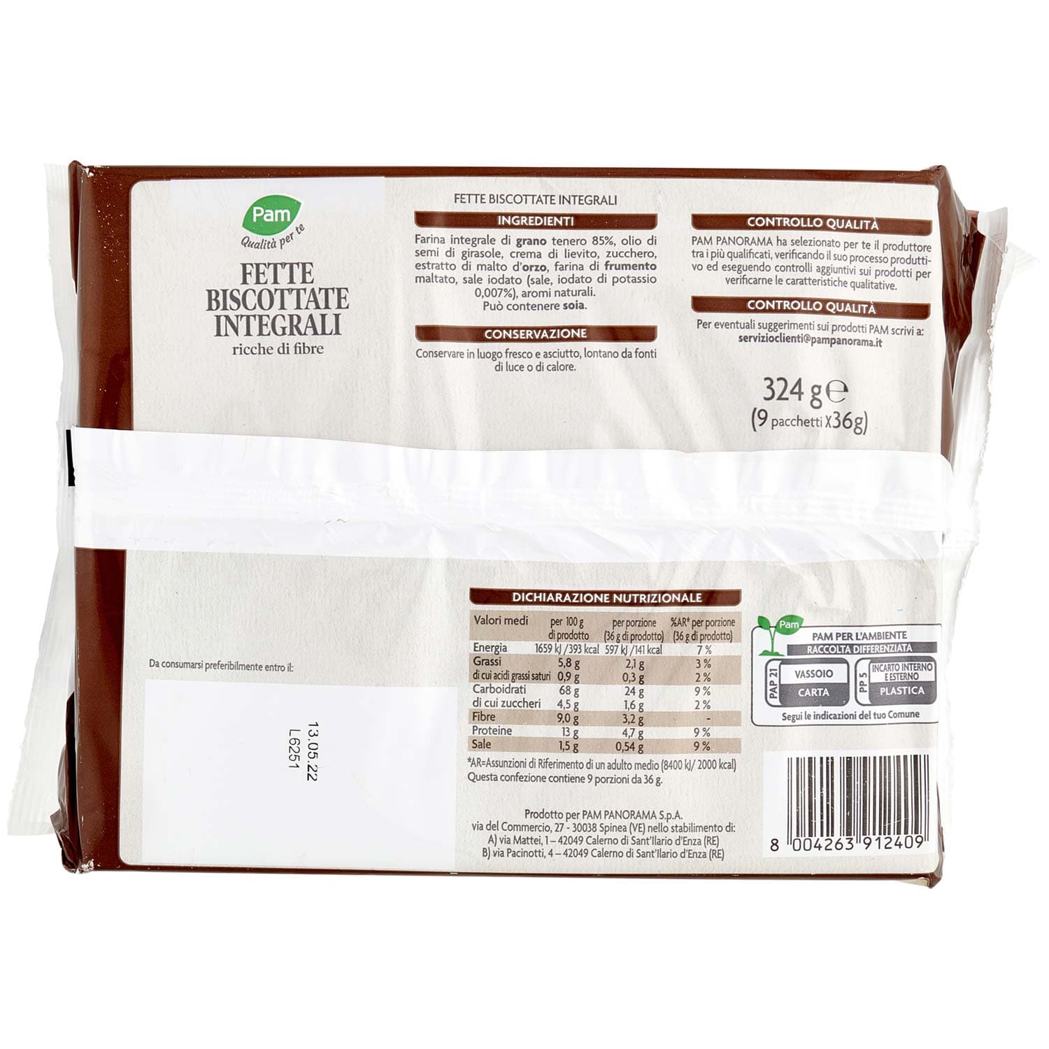 PAM Qualità per te Fette Biscottate Integrali 9 x 36 g – immagine 5