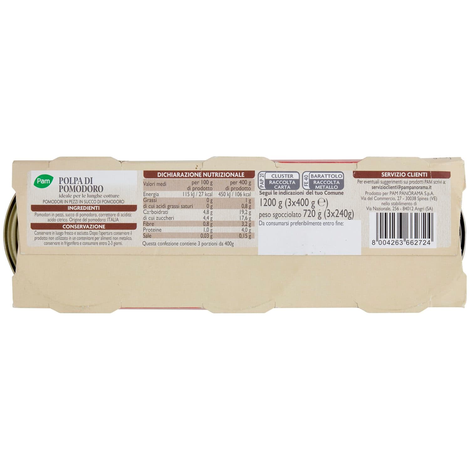 PAM PANORAMA Polpa di Pomodoro 1200g (400g x 3) – immagine 8