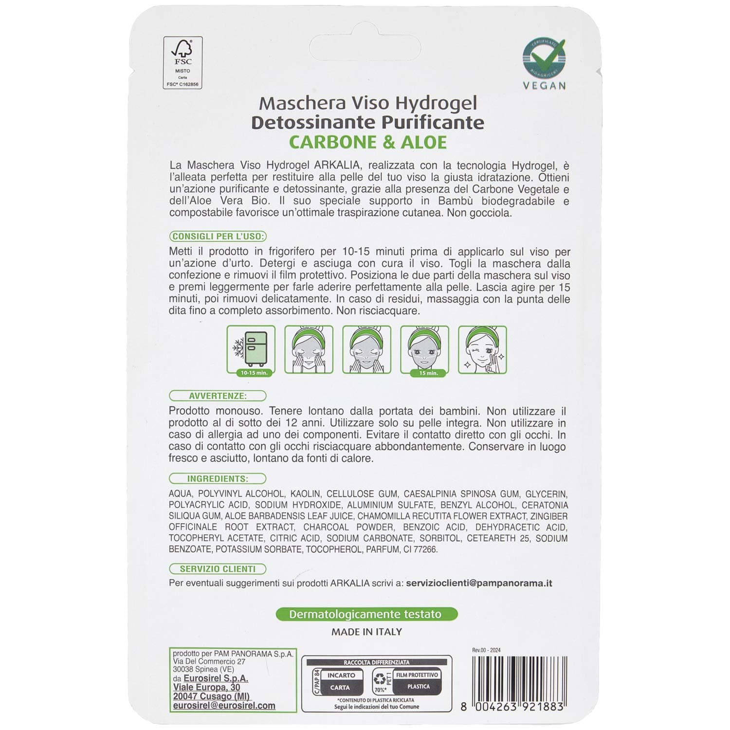ARKALIA Maschera Viso Hydrogel Detossinante Purificante 1 pz – immagine 5