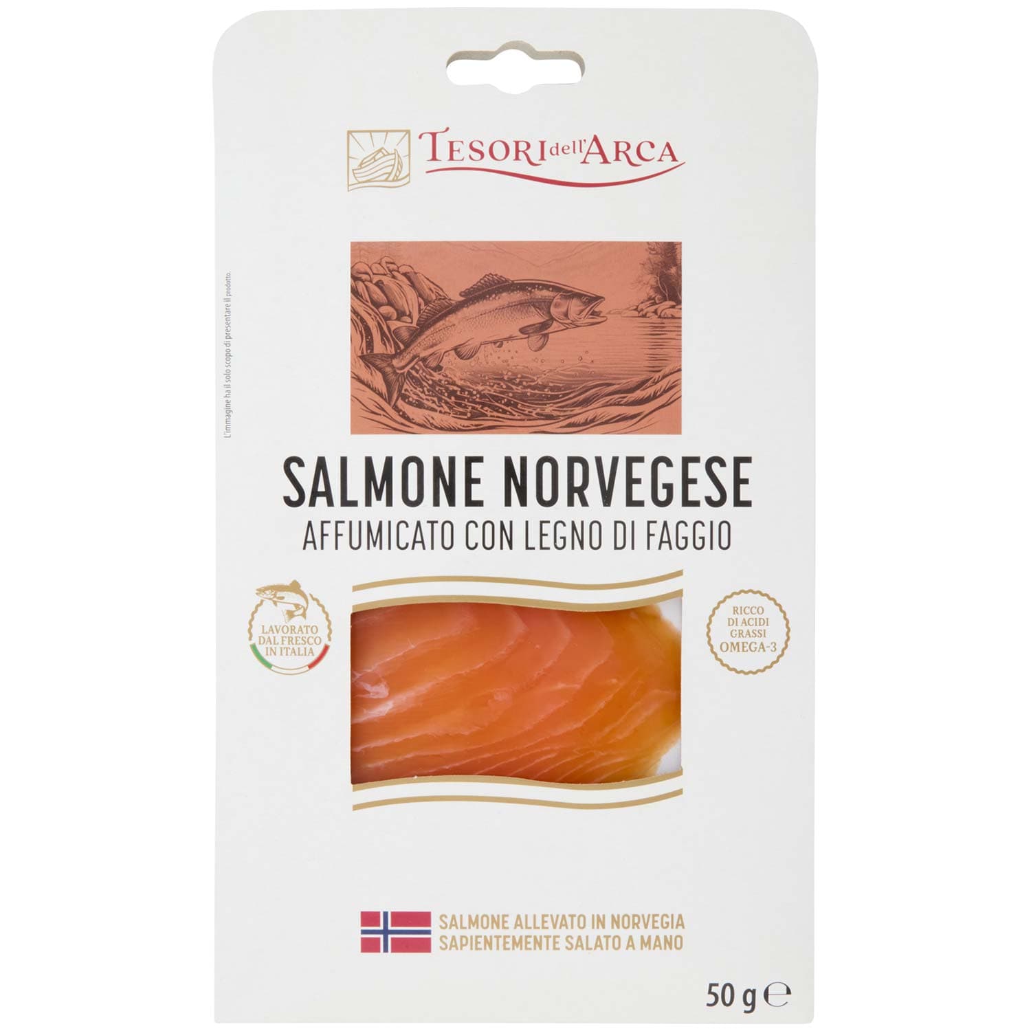 TESORI DELL'ARCA Salmone Norvegese Affumicato con Legno di Faggio 50 g – immagine 3