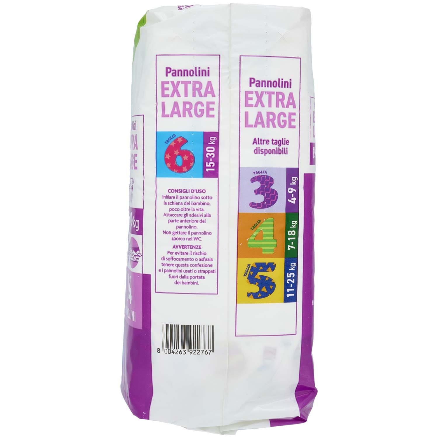 PAM PANORAMA Linea Baby Pannolini Extra Large Taglia 6 15-30 Kg 14 pz – immagine 6