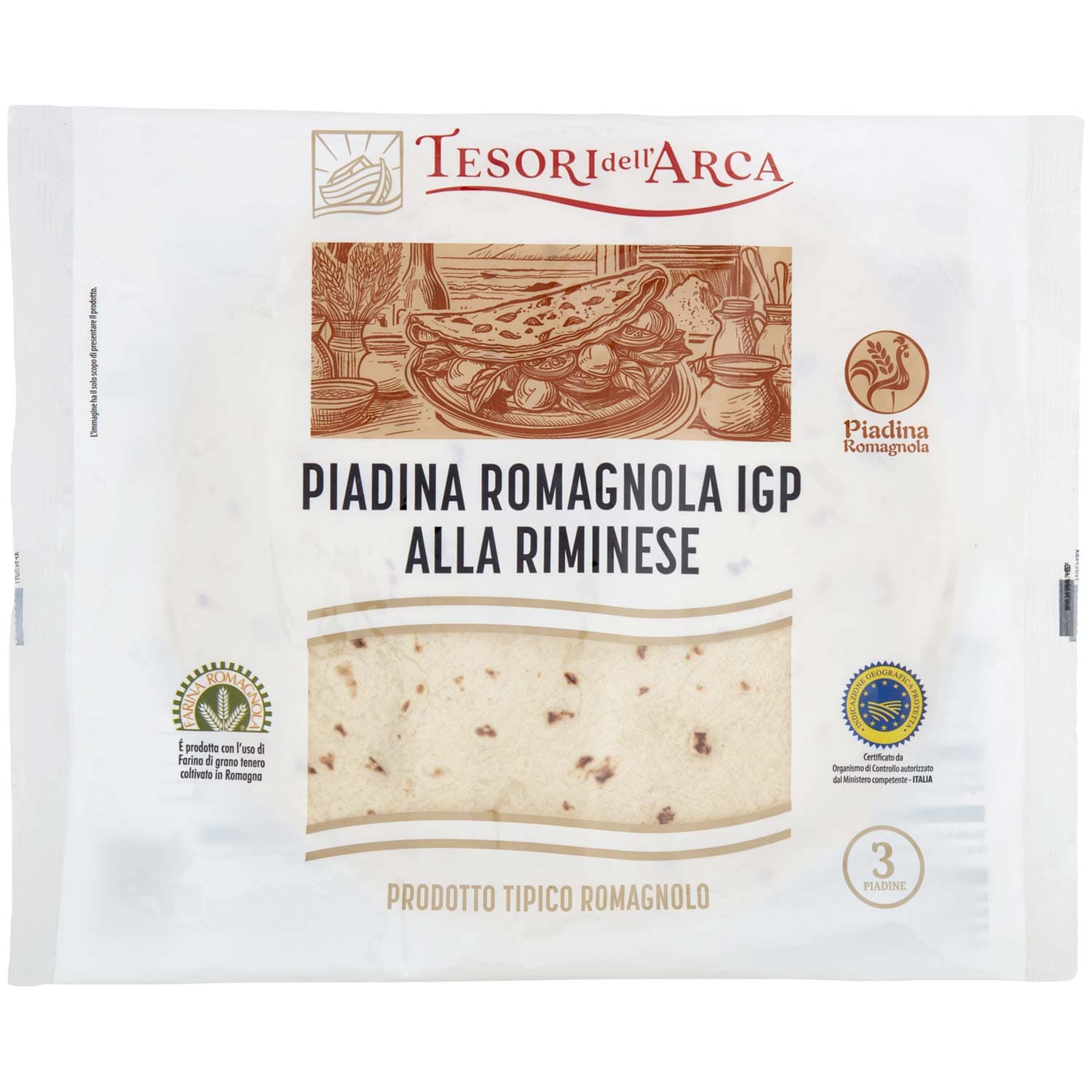 TESORI DELL'ARCA Piadina Romagnola IGP alla Riminese 3 x 120 g – immagine 3