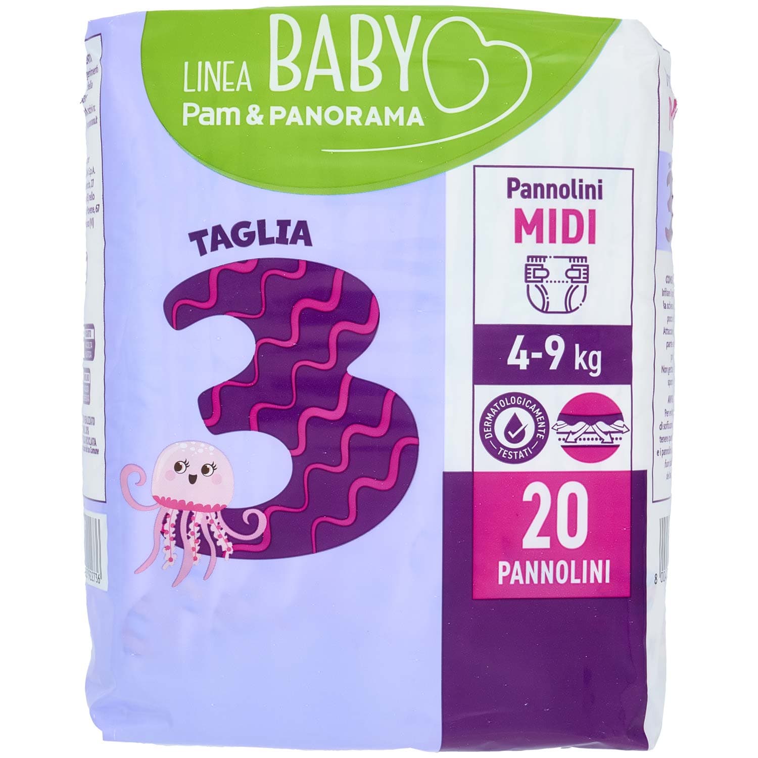 PAM PANORAMA Linea Baby Pannolini Midi Taglia 3 4-9 Kg 20 pz – immagine 3