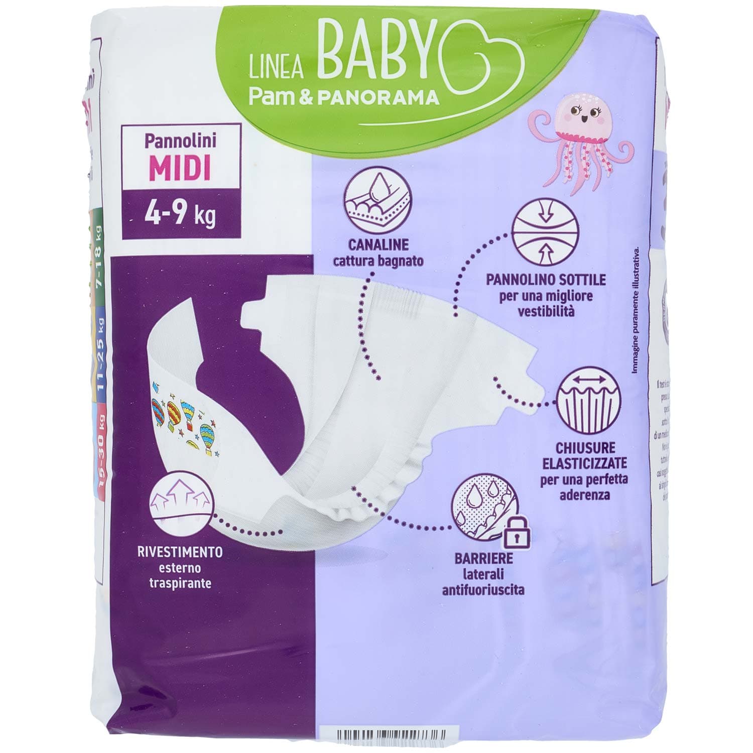 PAM PANORAMA Linea Baby Pannolini Midi Taglia 3 4-9 Kg 20 pz – immagine 5