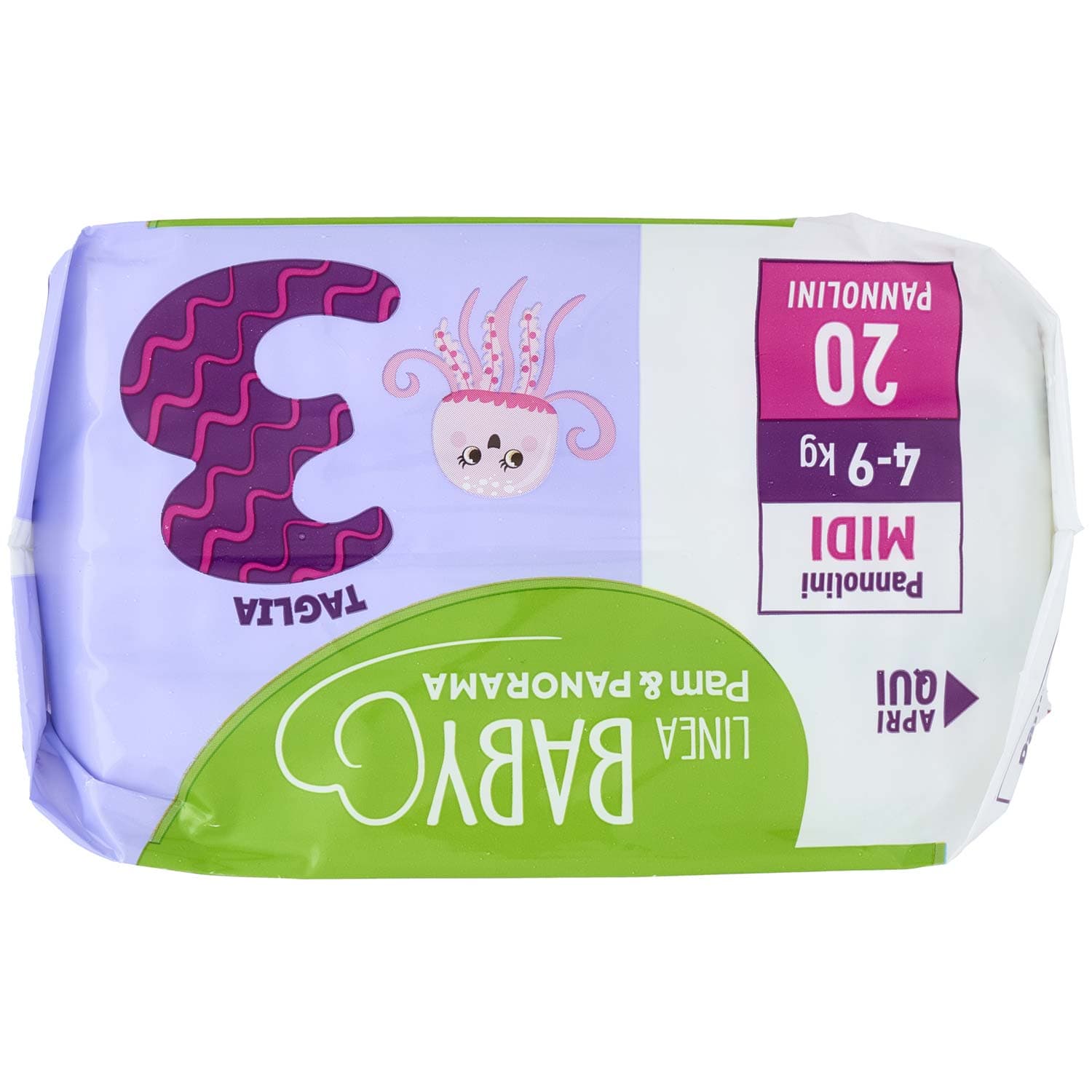 PAM PANORAMA Linea Baby Pannolini Midi Taglia 3 4-9 Kg 20 pz – immagine 7