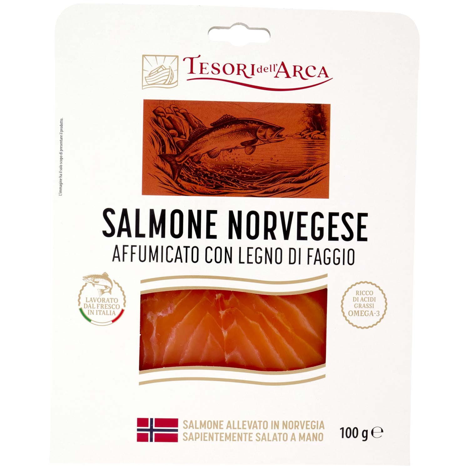 TESORI DELL'ARCA Salmone Norvegese Affumicato con Legno di Faggio 100 g – immagine 3