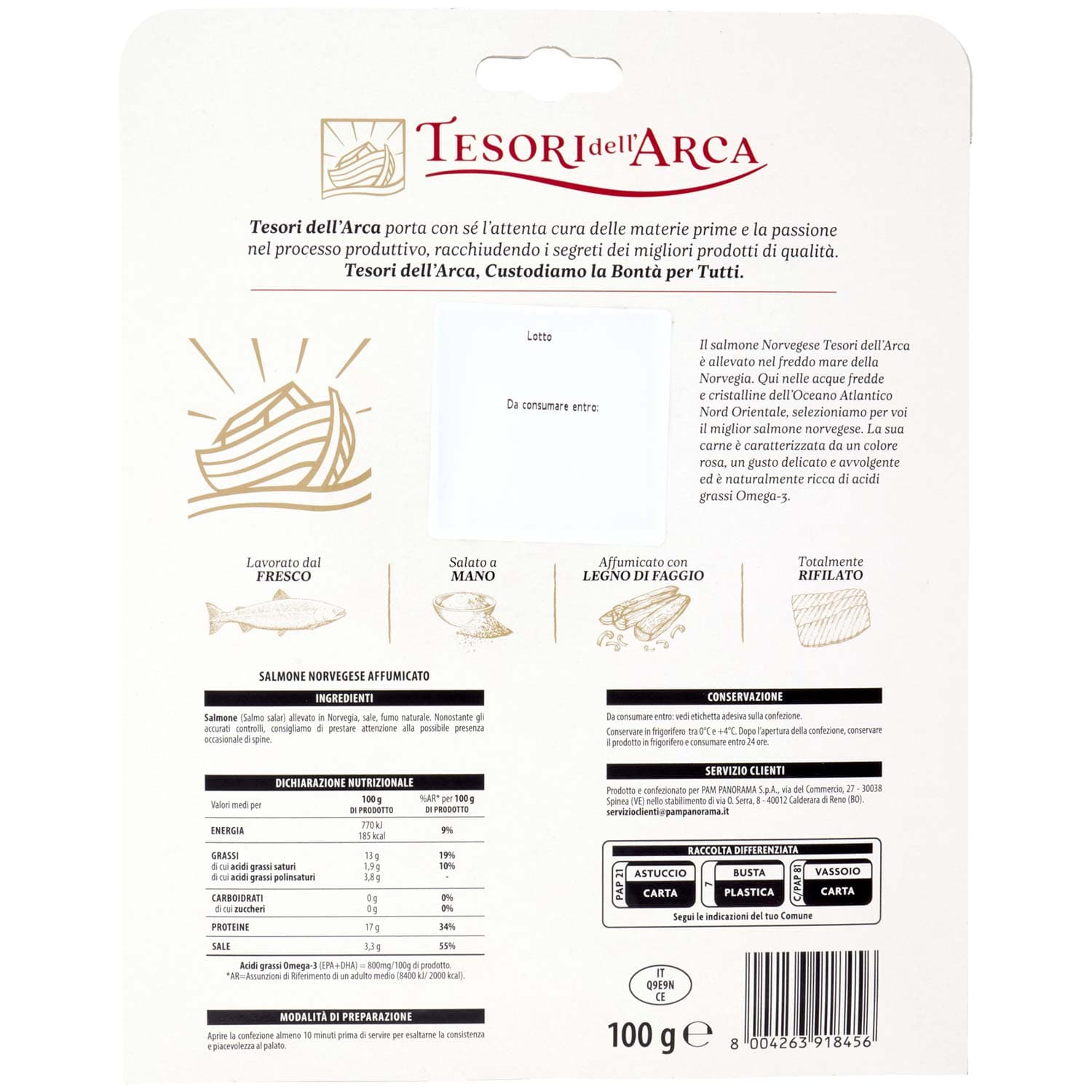 TESORI DELL'ARCA Salmone Norvegese Affumicato con Legno di Faggio 100 g – immagine 5
