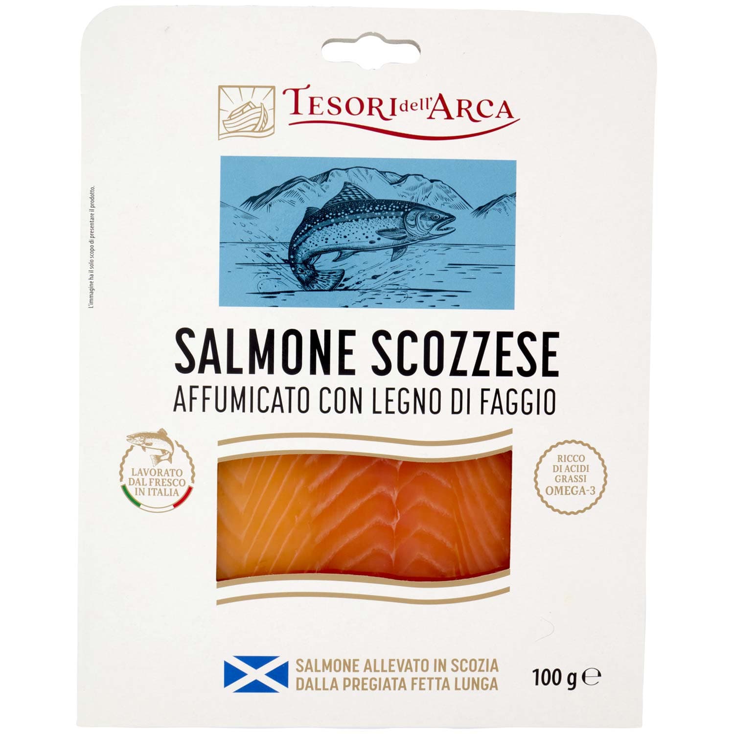 TESORI DELL'ARCA Salmone Scozzese Affumicato con Legno di Faggio 100 g – immagine 3