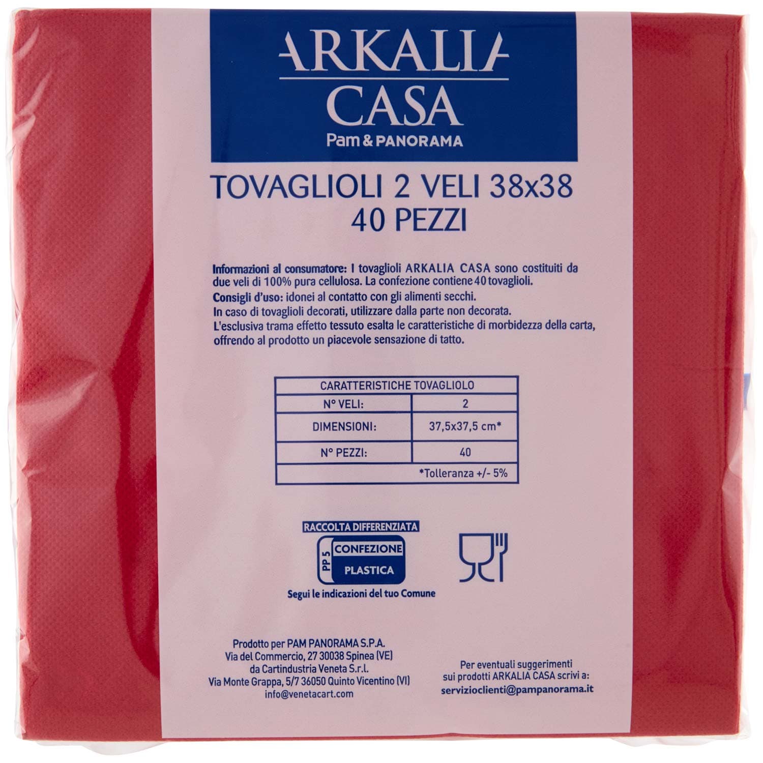 ARKALIA CASA Tovaglioli 2 Veli 38x38 40 pz – immagine 5