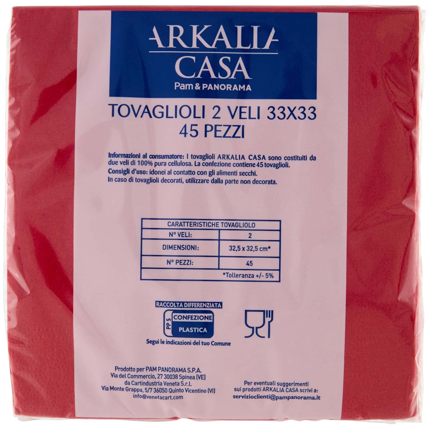 ARKALIA CASA Tovaglioli 2 Veli 33x33 45 pz – immagine 5
