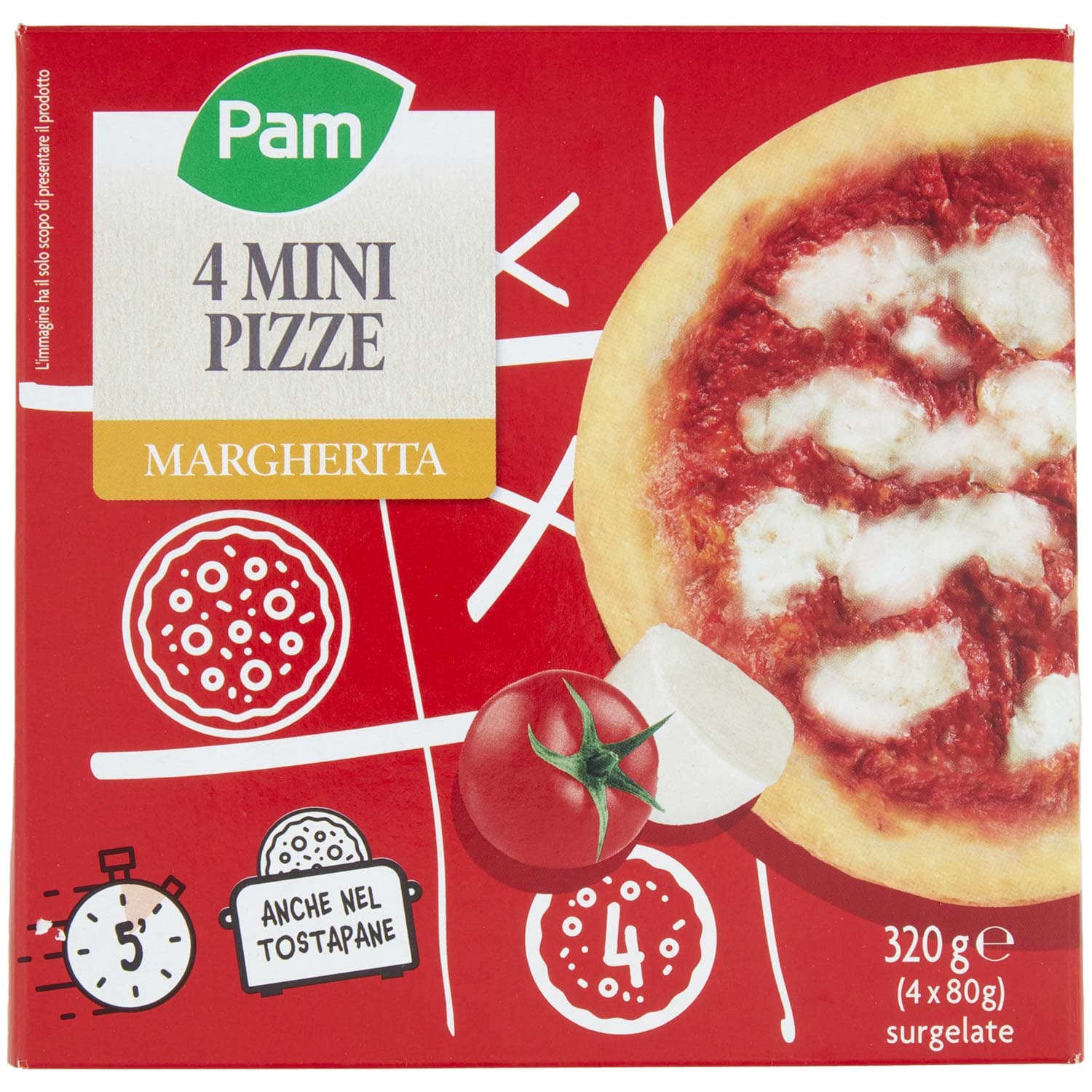 PAM 4 Mini Pizze Margherita surgelate 4 x 80 g – immagine 3
