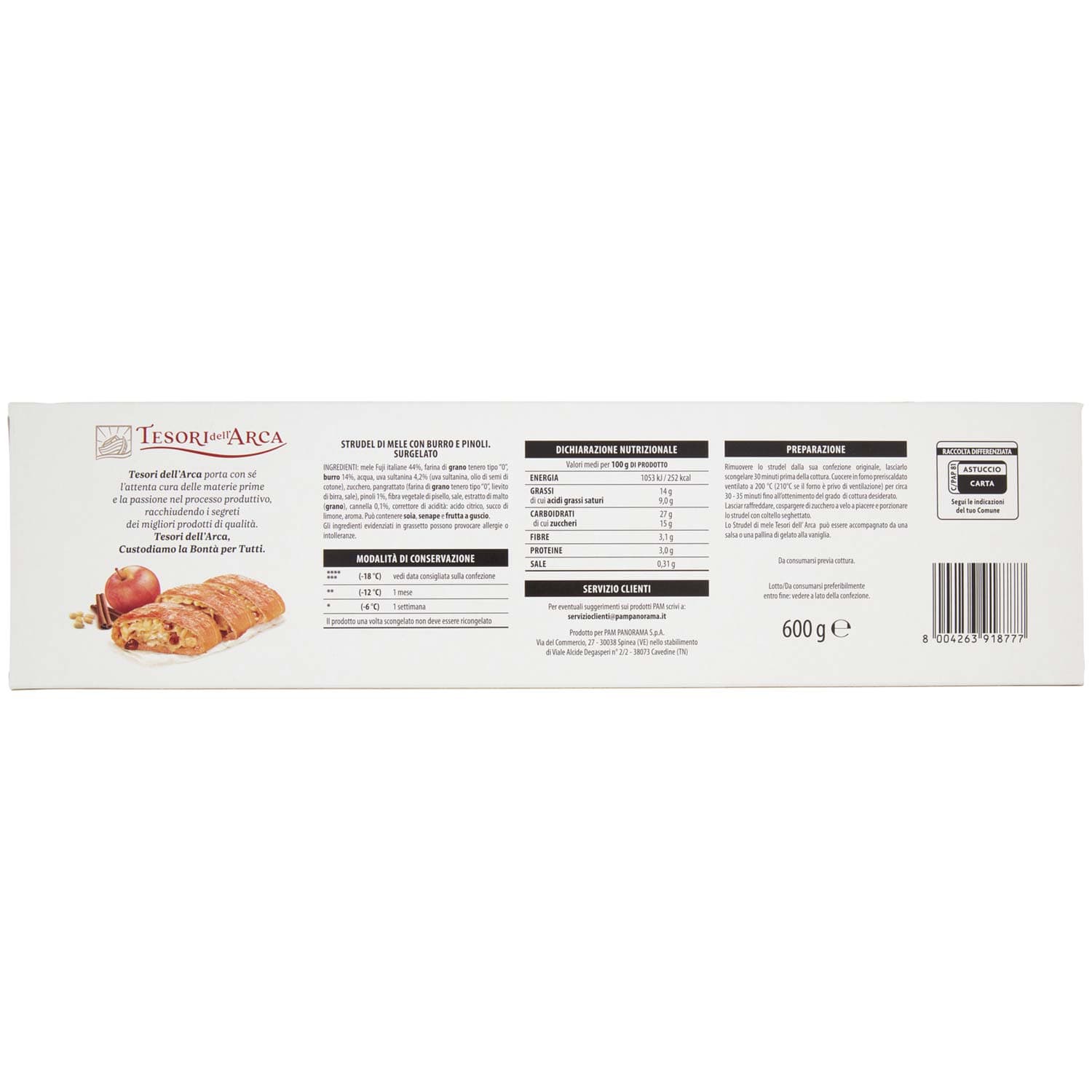 TESORI DELL'ARCA Strudel di Mele con Pinoli in Pasta Sfoglia con Burro Surgelato 600 g – immagine 5