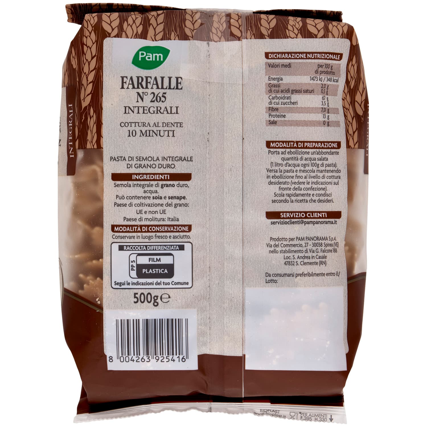 PAM Farfalle N° 265 Integrali 500 g – immagine 5