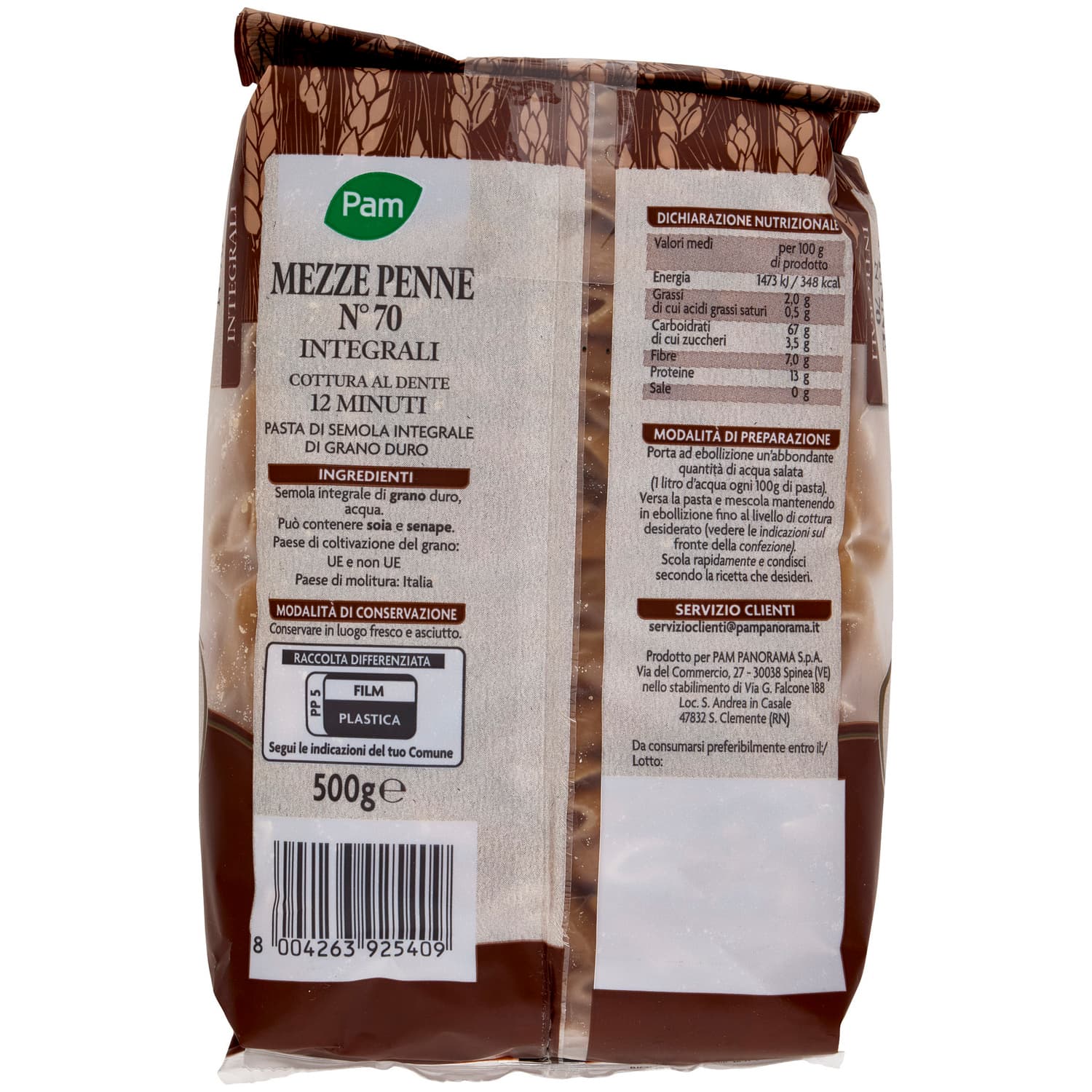 PAM Mezze Penne N° 70 Integrali 500 g – immagine 5
