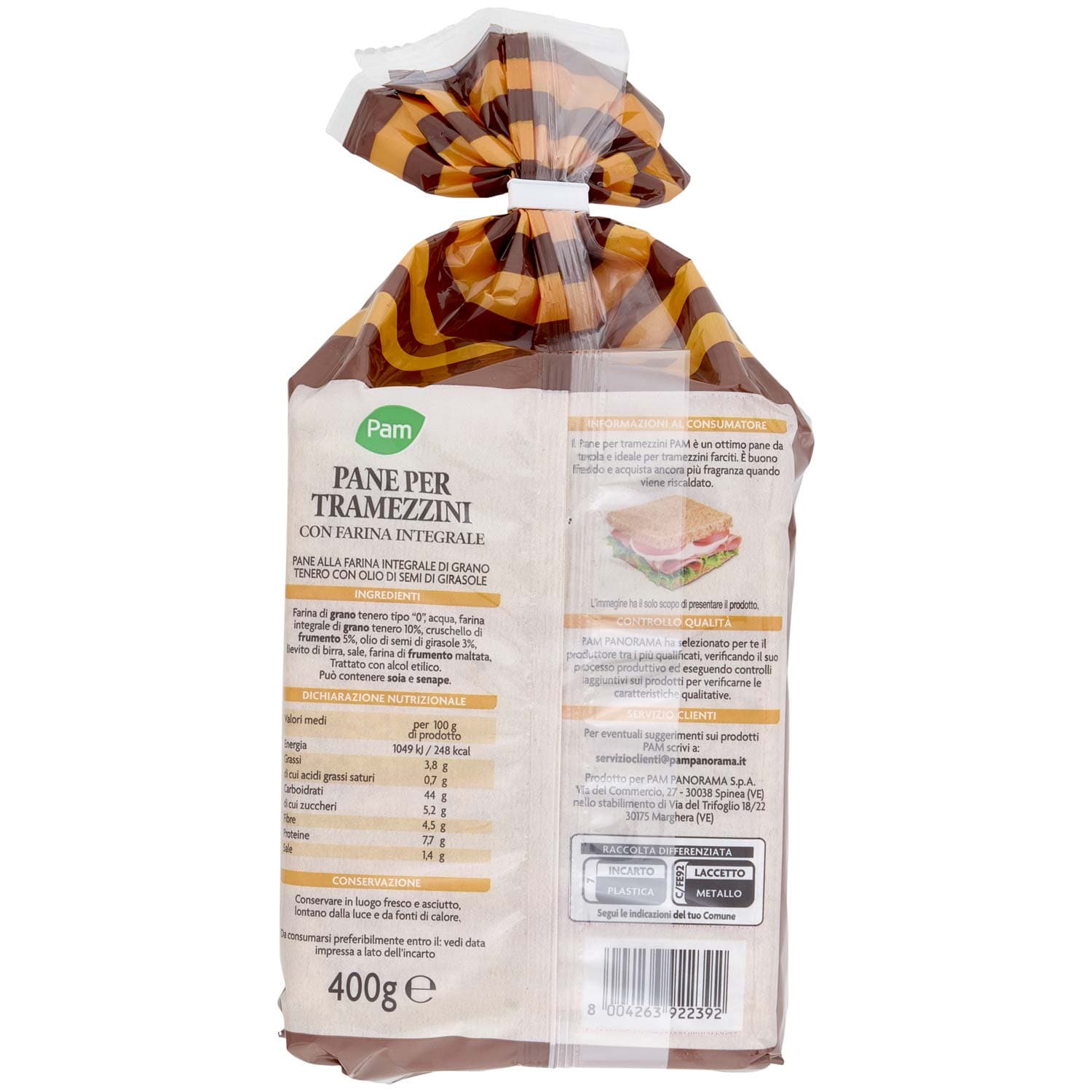 PAM Pane per Tramezzini con Farina Integrale 400 g – immagine 5