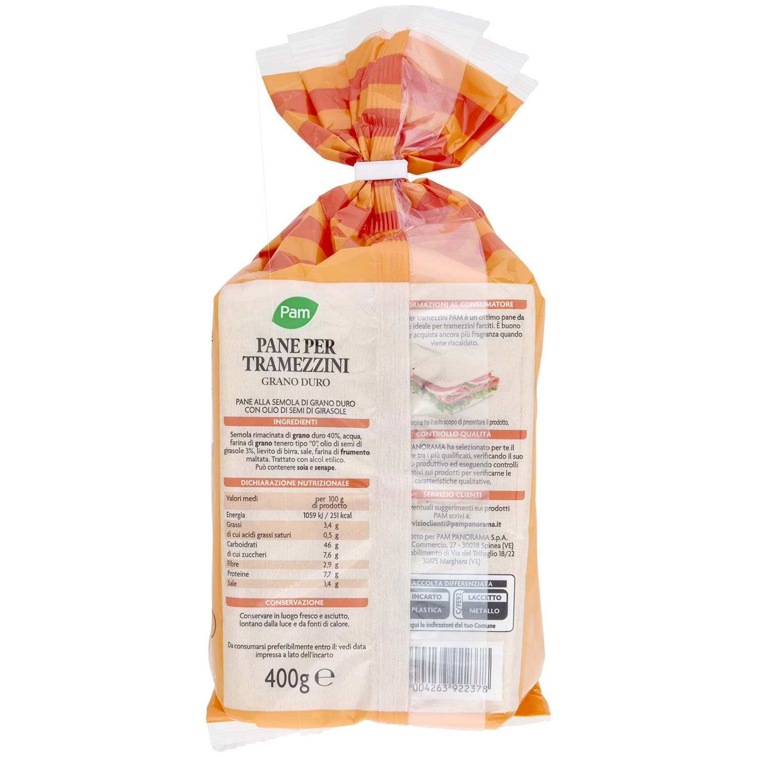 PAM Pane per Tramezzini Grano Duro 400 g – immagine 5