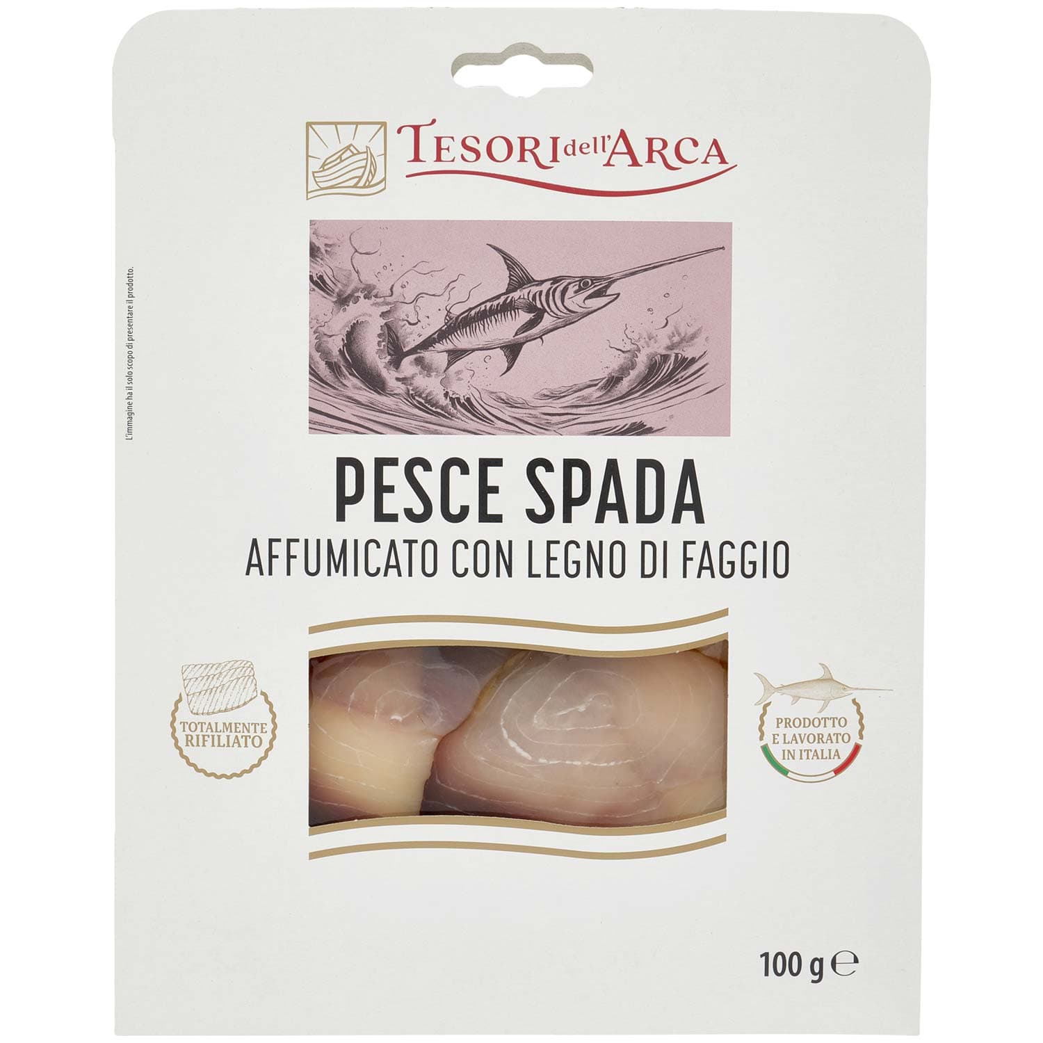 TESORI DELL'ARCA Pesce Spada Affumicato con Legno di Faggio 100 g – immagine 3