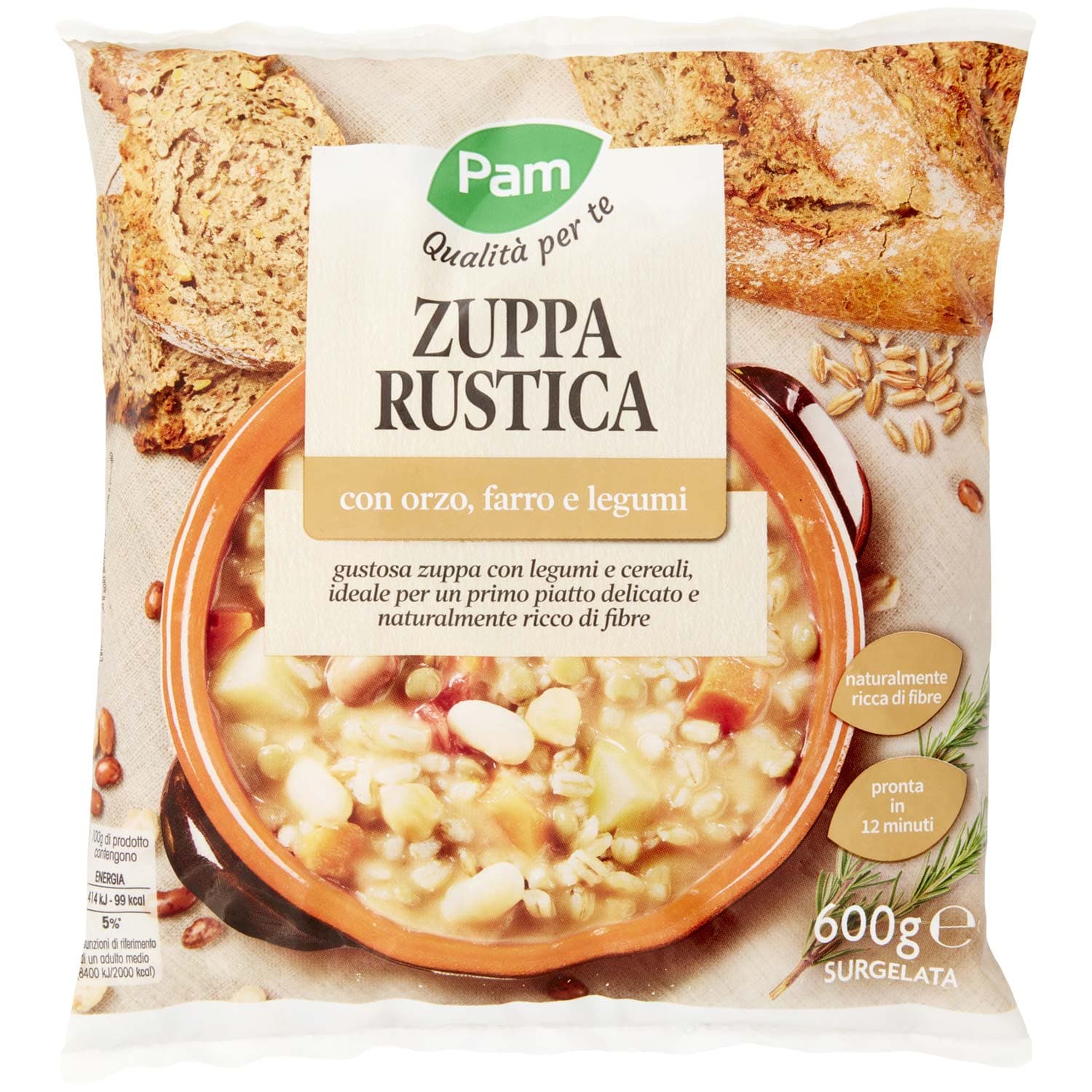 PAM Qualità per te Zuppa Rustica con orzo, farro e legumi Surgelata 600 g – immagine 3