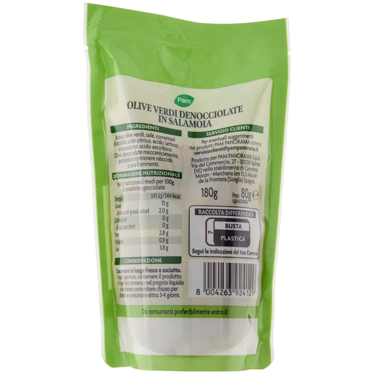 PAM Olive Verdi Denocciolate in Salamoia 180 g – immagine 5