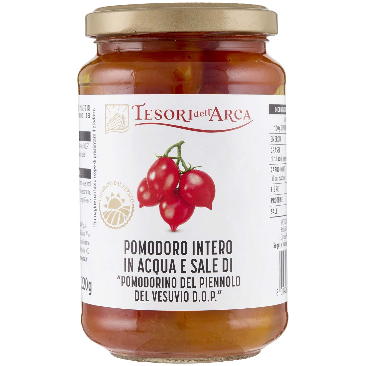 TESORI DELL'ARCA Pomodoro Intero in Acqua e Sale di "Pomodorino del Piennolo del Vesuvio DOP" 360 g – immagine 3