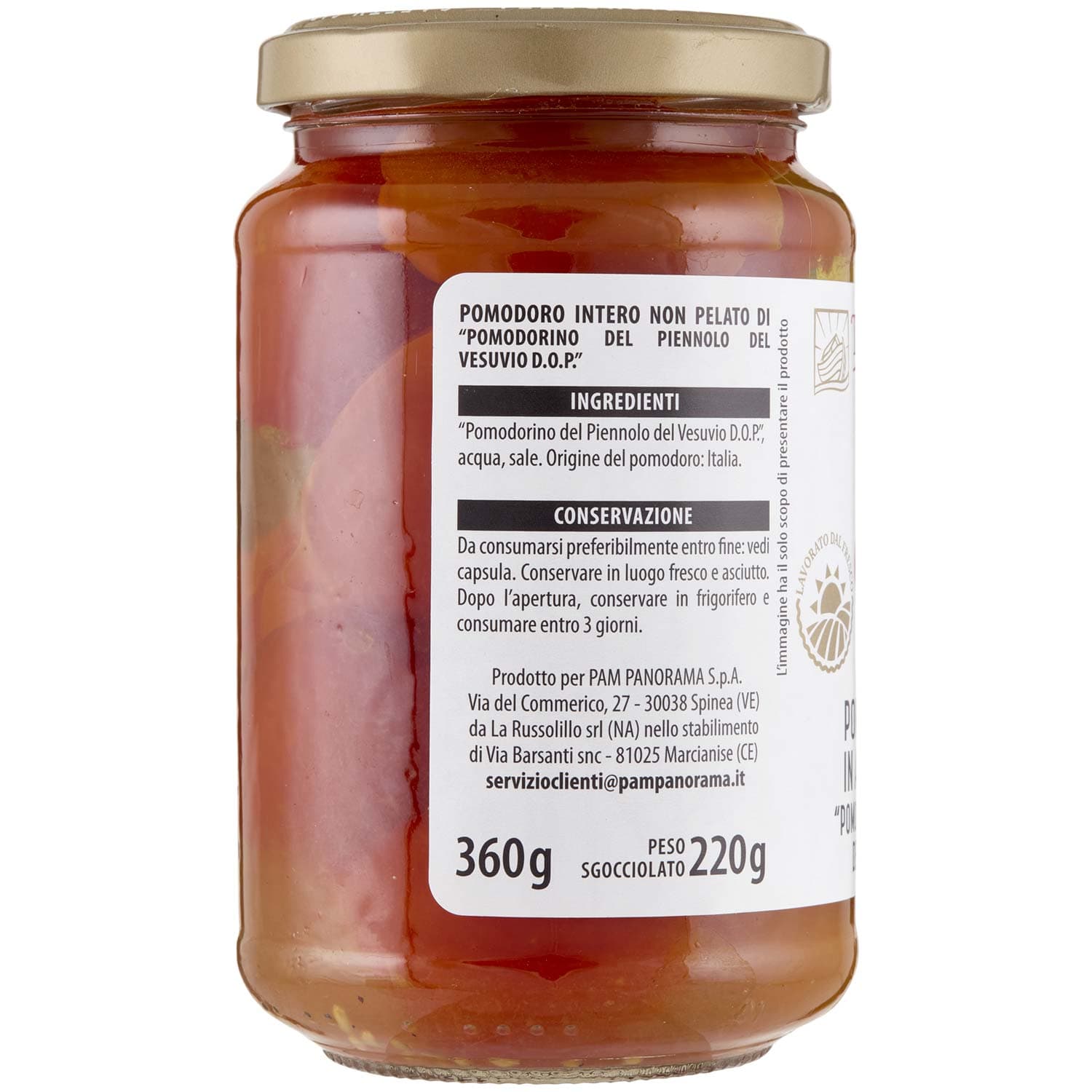 TESORI DELL'ARCA Pomodoro Intero in Acqua e Sale di "Pomodorino del Piennolo del Vesuvio DOP" 360 g – immagine 4