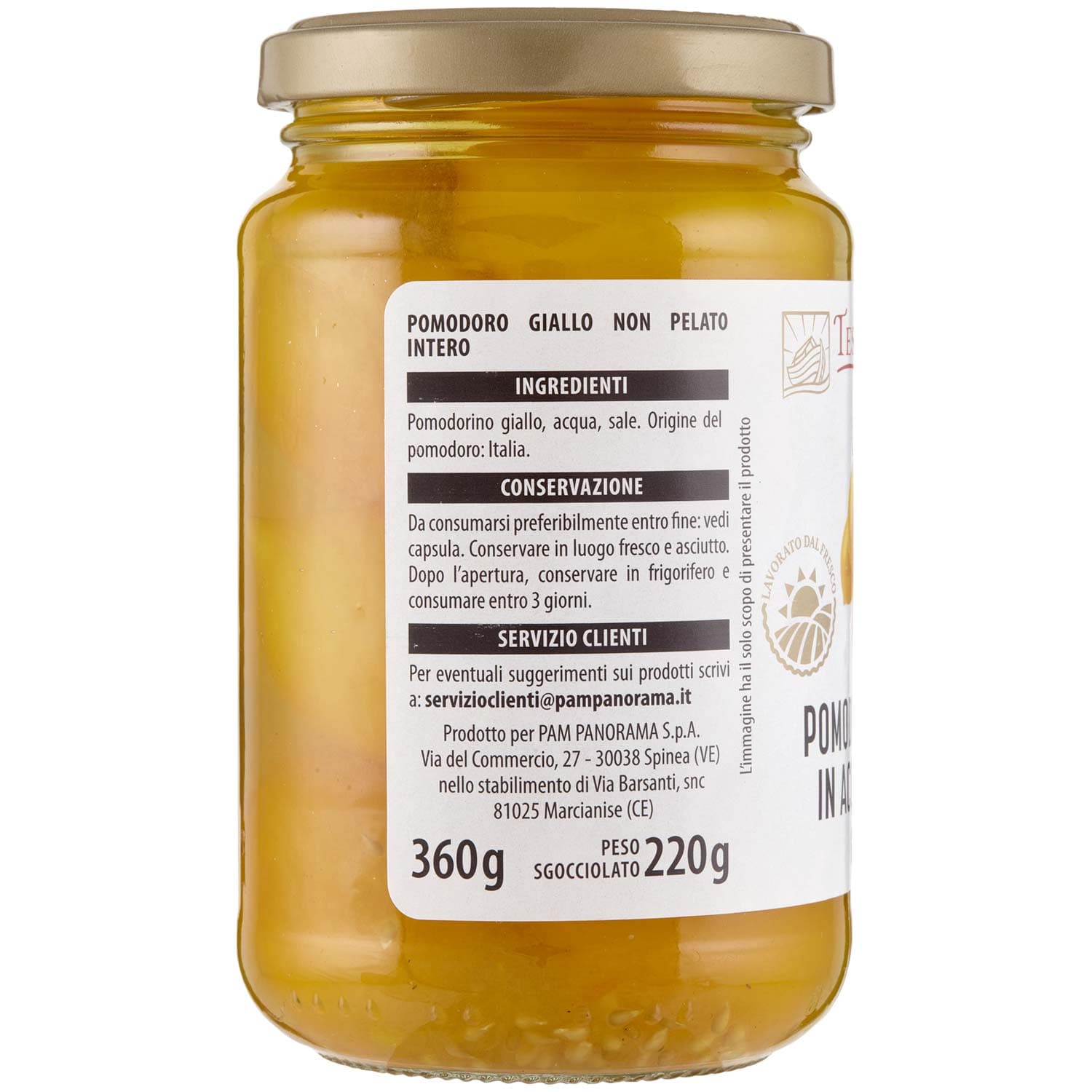 TESORI DELL'ARCA Pomodoro Intero in Acqua e Sale Giallo 360 g – immagine 4