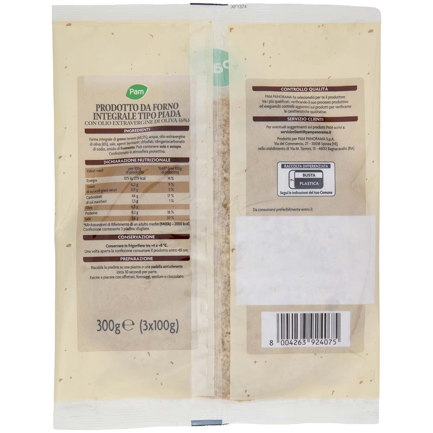 PAM Piadina Integrale 3 x 100 g – immagine 5