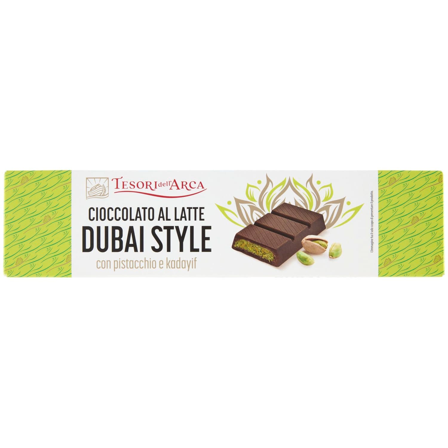 TESORI DELL'ARCA Cioccolato al Latte Dubai Style con pistacchio e kadayif 145 g – immagine 3