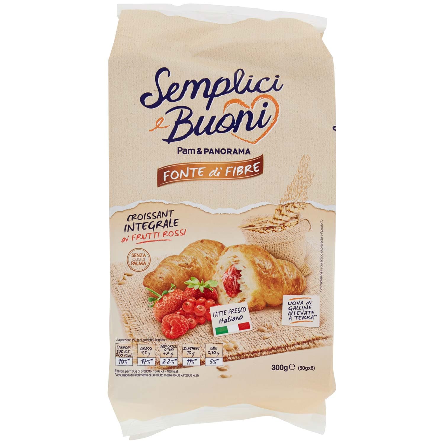 SEMPLICI E BUONI Fonte di Fibre Croissant Integrale ai Frutti Rossi 300g (50gx6) – immagine 3