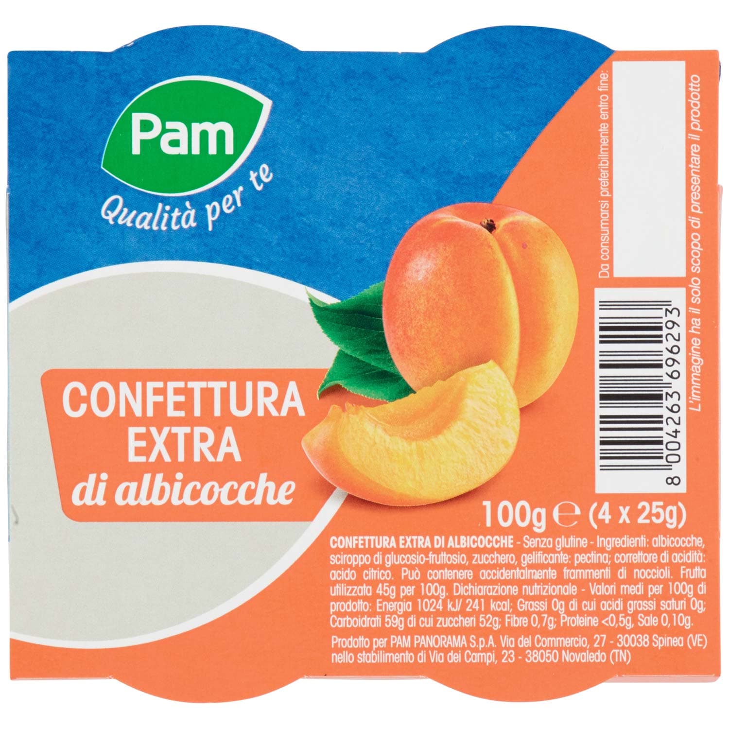 PAM Qualità per te Confettura Extra di albicocche 100g (25g x 4) – immagine 3