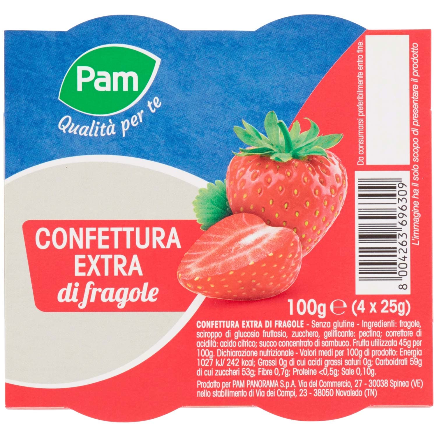 PAM Qualità per te Confettura Extra di fragole 100g (25g x 4) – immagine 3