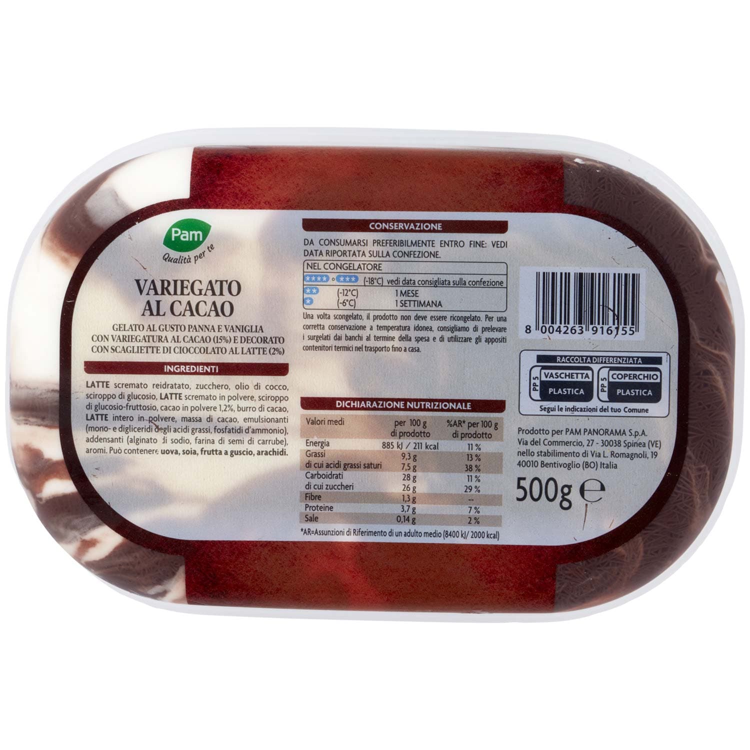 PAM Qualità per te Variegato al Cacao con scagliette di cioccolato al latte 500 g – immagine 5