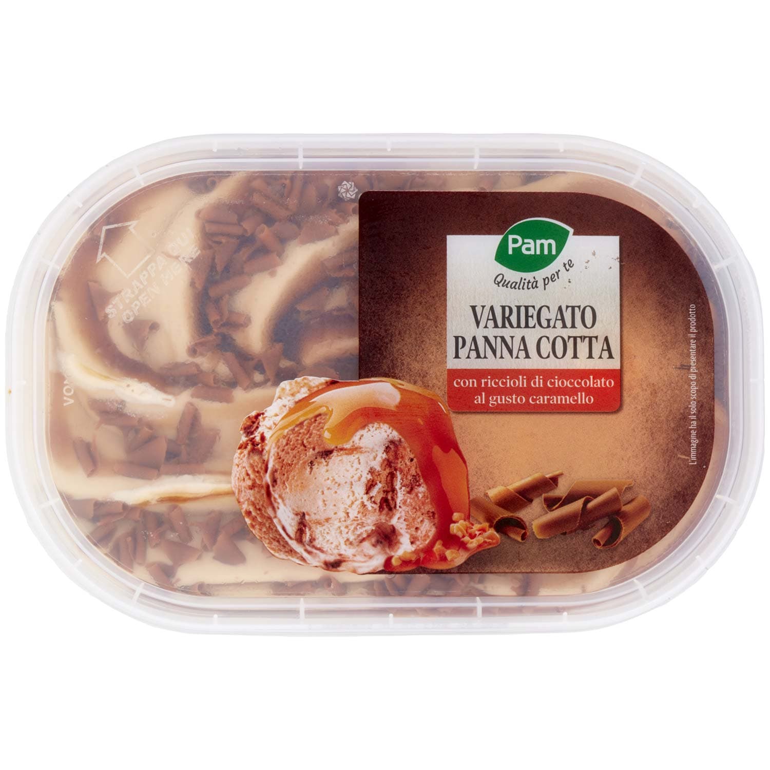 PAM Qualità per te Variegato Panna Cotta con riccioli di cioccolato al gusto caramello 500 g – immagine 3