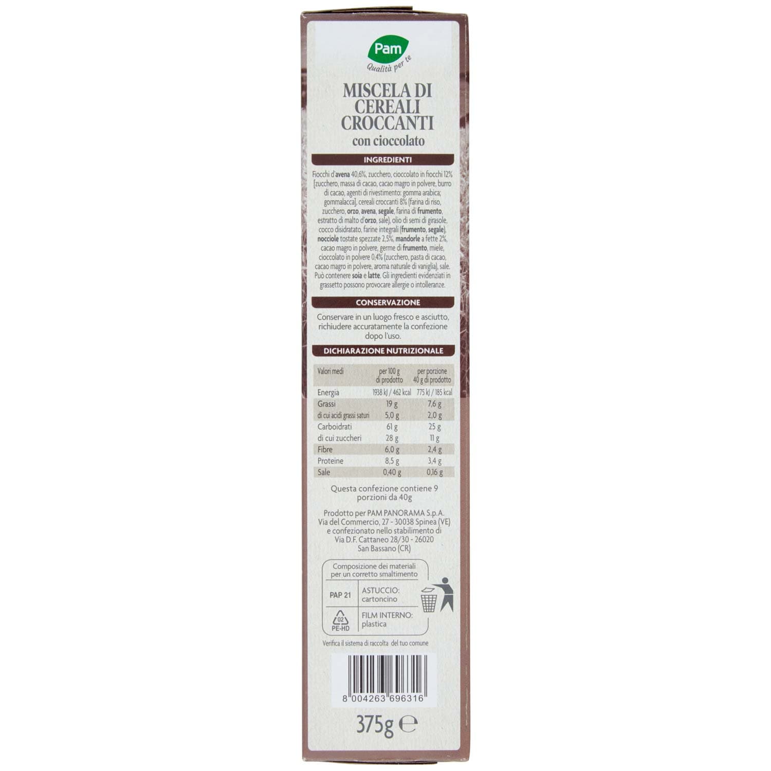 PAM Qualità per te Muesli Cioccolato granola croccante 375 g – immagine 6