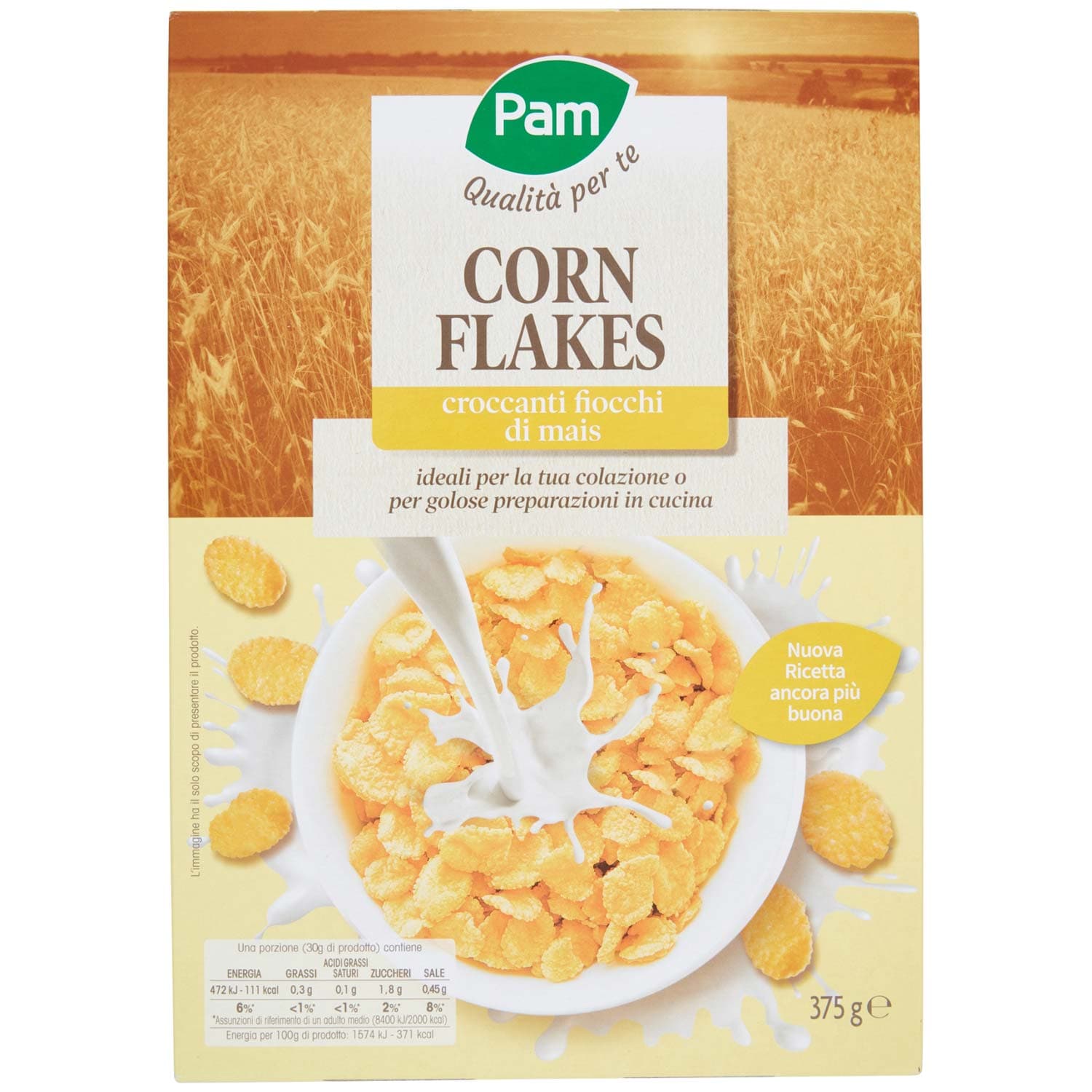 PAM Qualità per te Corn Flakes croccanti fiocchi di mais 375 g – immagine 3