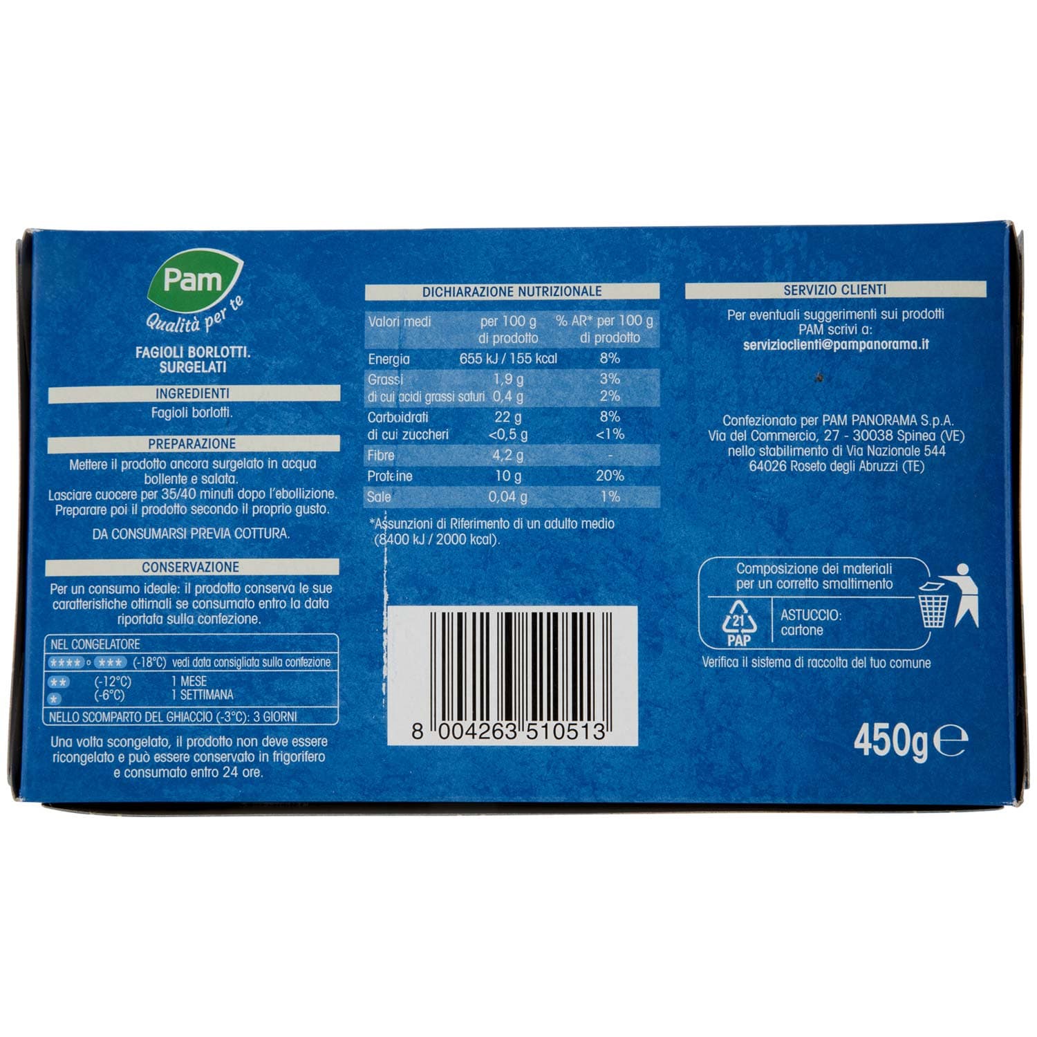 PAM PANORAMA Fagioli Borlotti surgelati 450 g – immagine 5