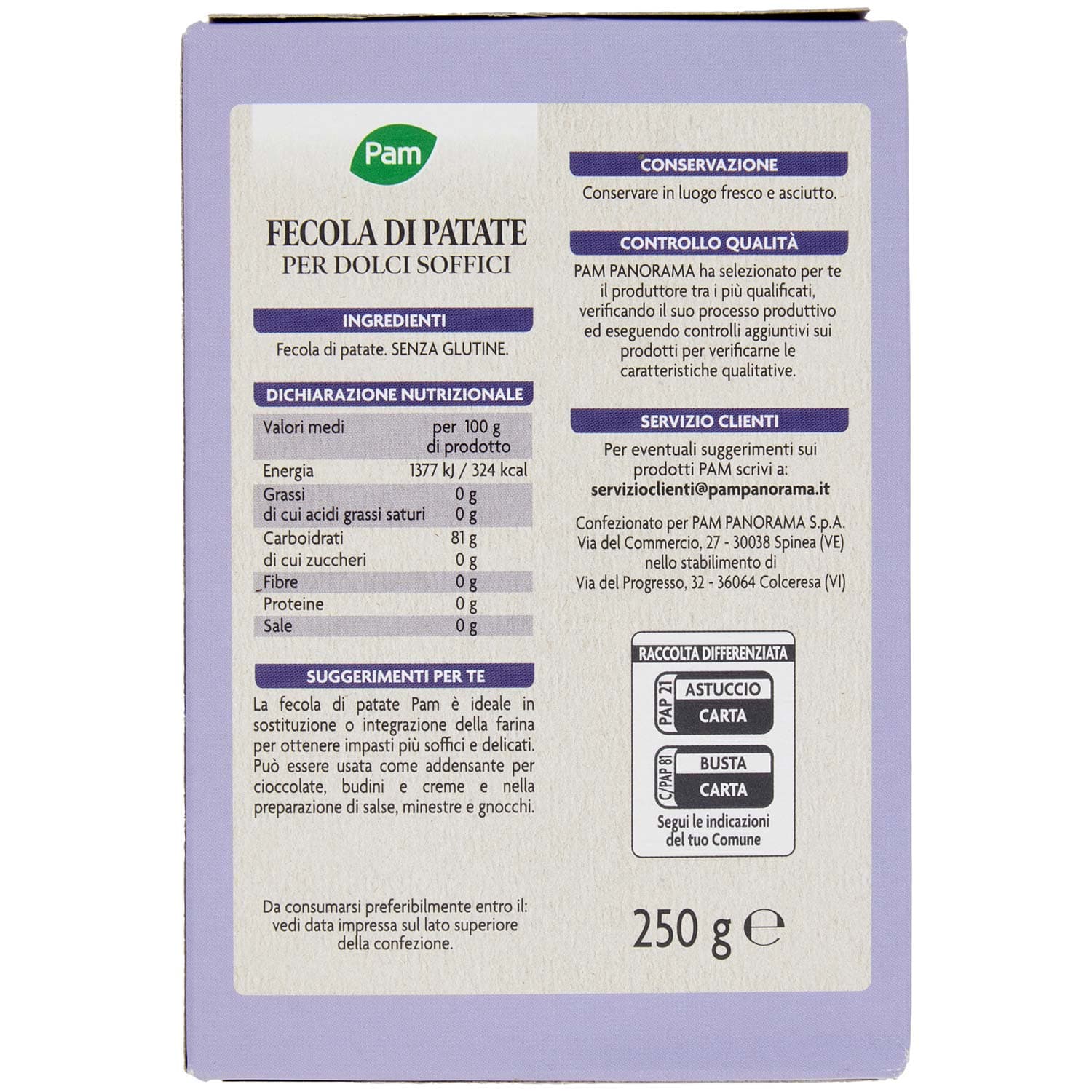 PAM PANORAMA Fecola di Patate 250 g – immagine 5