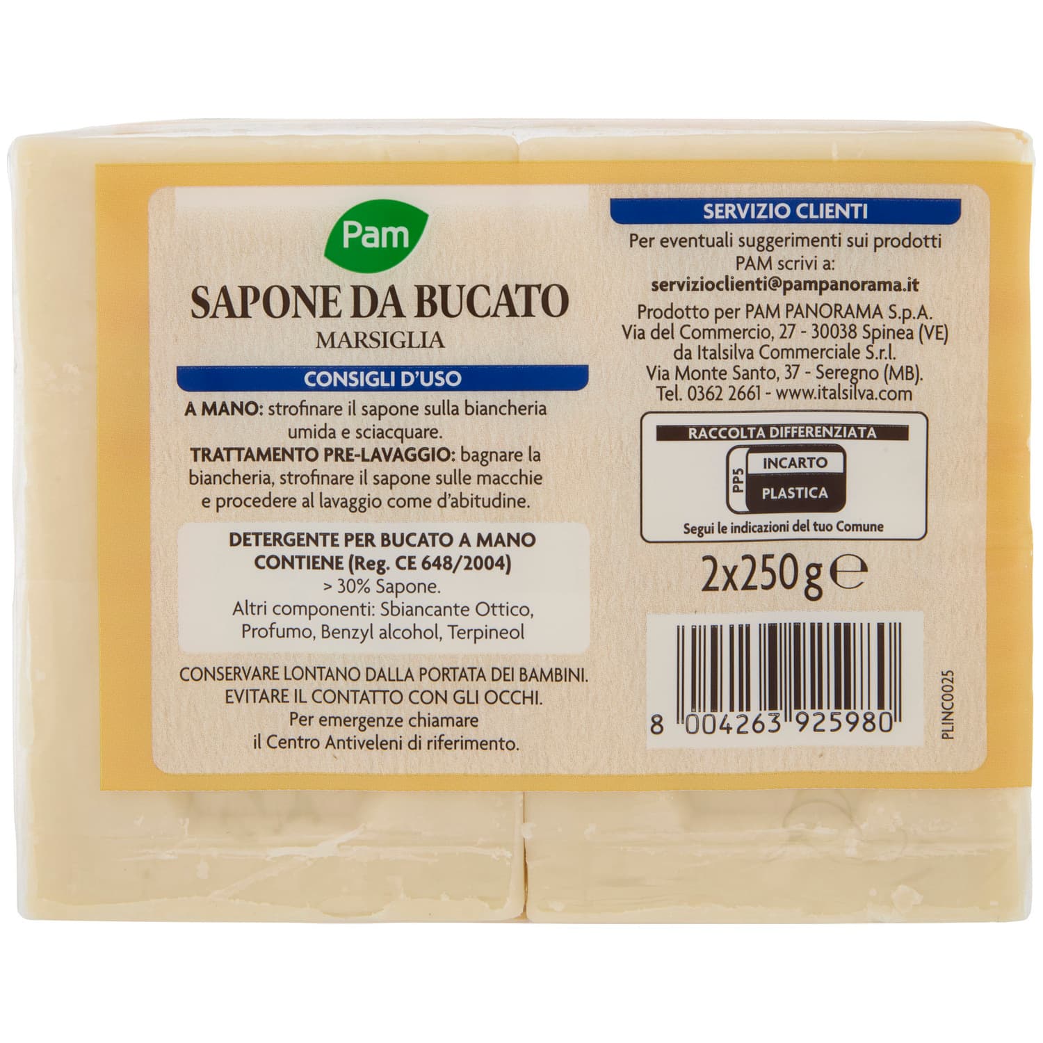 ARKALIA CASA Sapone per Bucato a Mano Marsiglia 500g (250g x 2) – immagine 5
