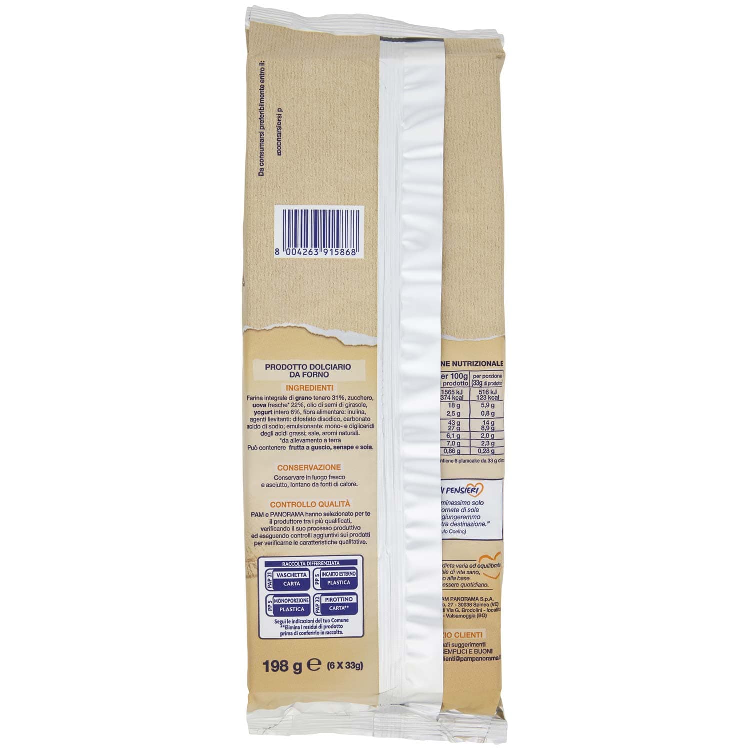 SEMPLICI E BUONI Ricchi di Fibre Plum Cake Integrali 6 x 33 g – immagine 5