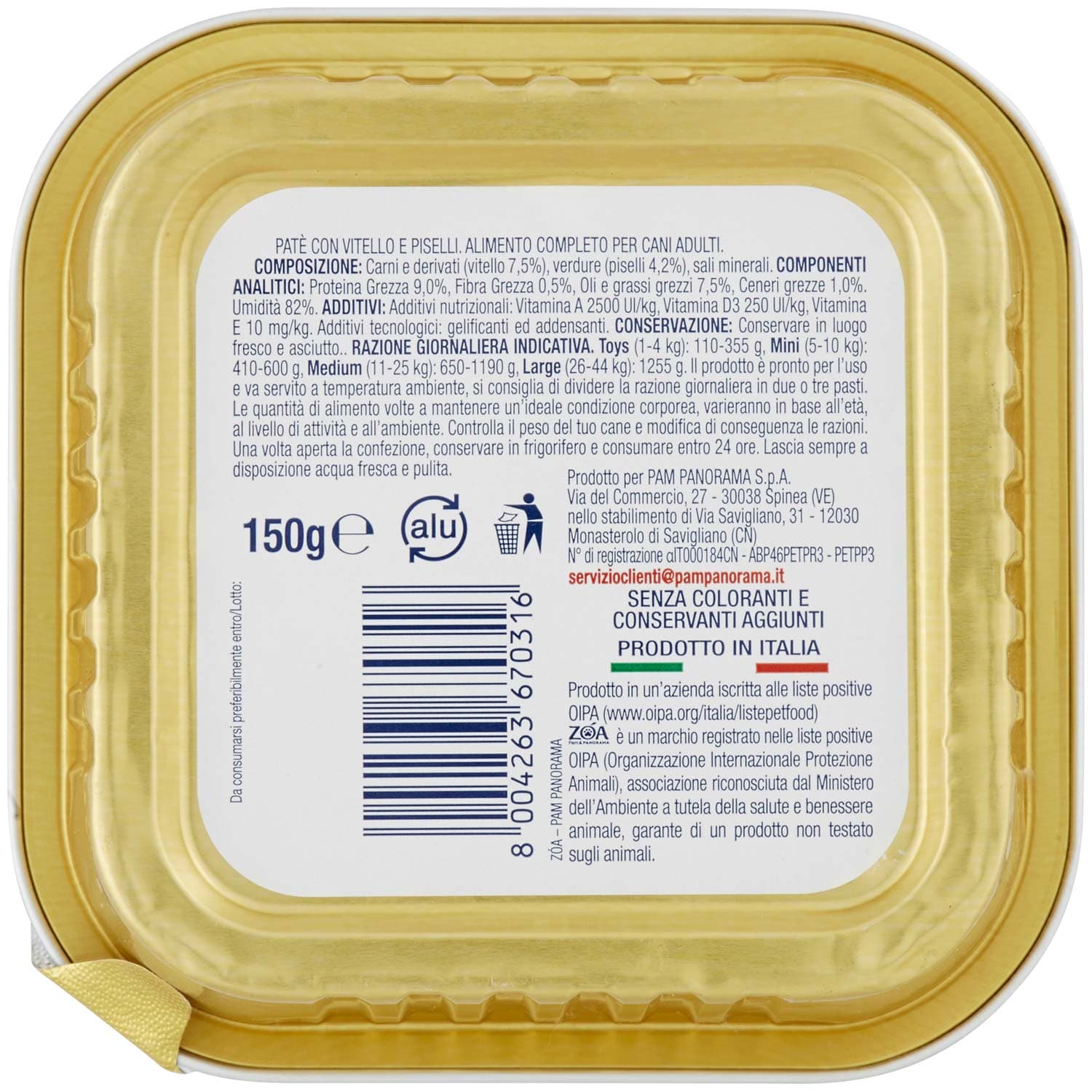 ZOA Adult Patè con Vitello e Piselli 150 g – immagine 5