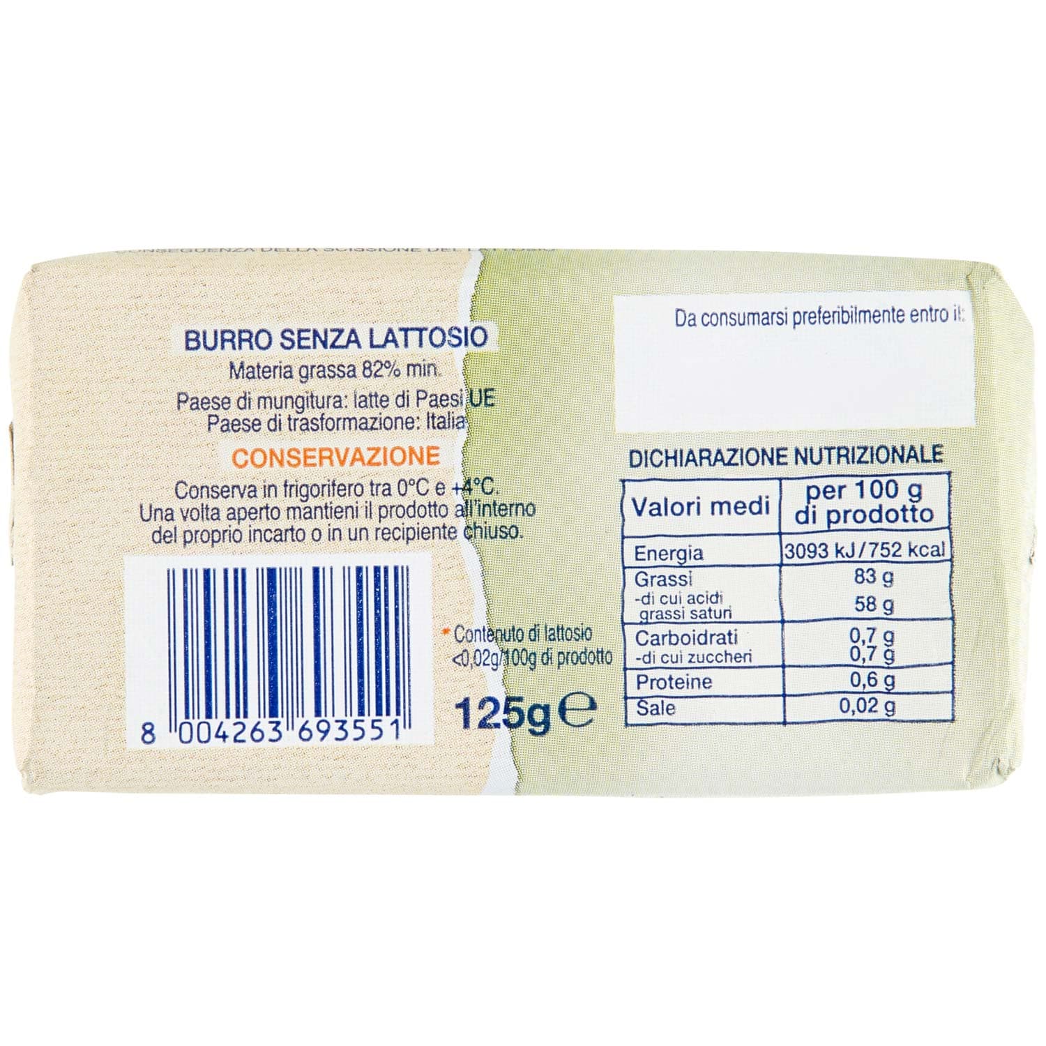 SEMPLICI E BUONI Senza Lattosio Burro 125 g – immagine 5